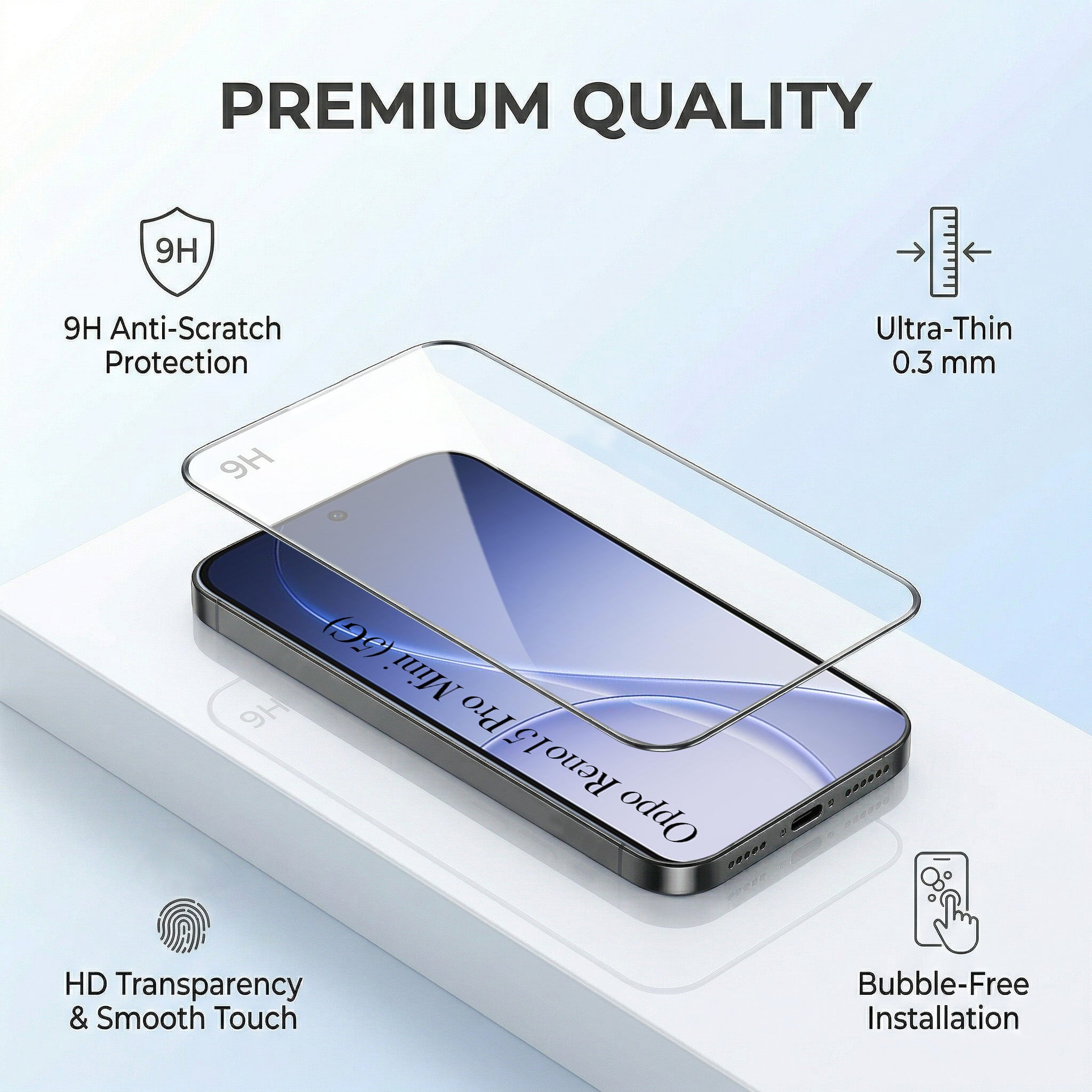 For Oppo Reno15 Pro Mini 5G | Oppo Reno 15 Pro Mini 5G Combo (Textured Grip Design | Micro-Fiber Cloth Inside | Oleophobic Coating Screen Glass)