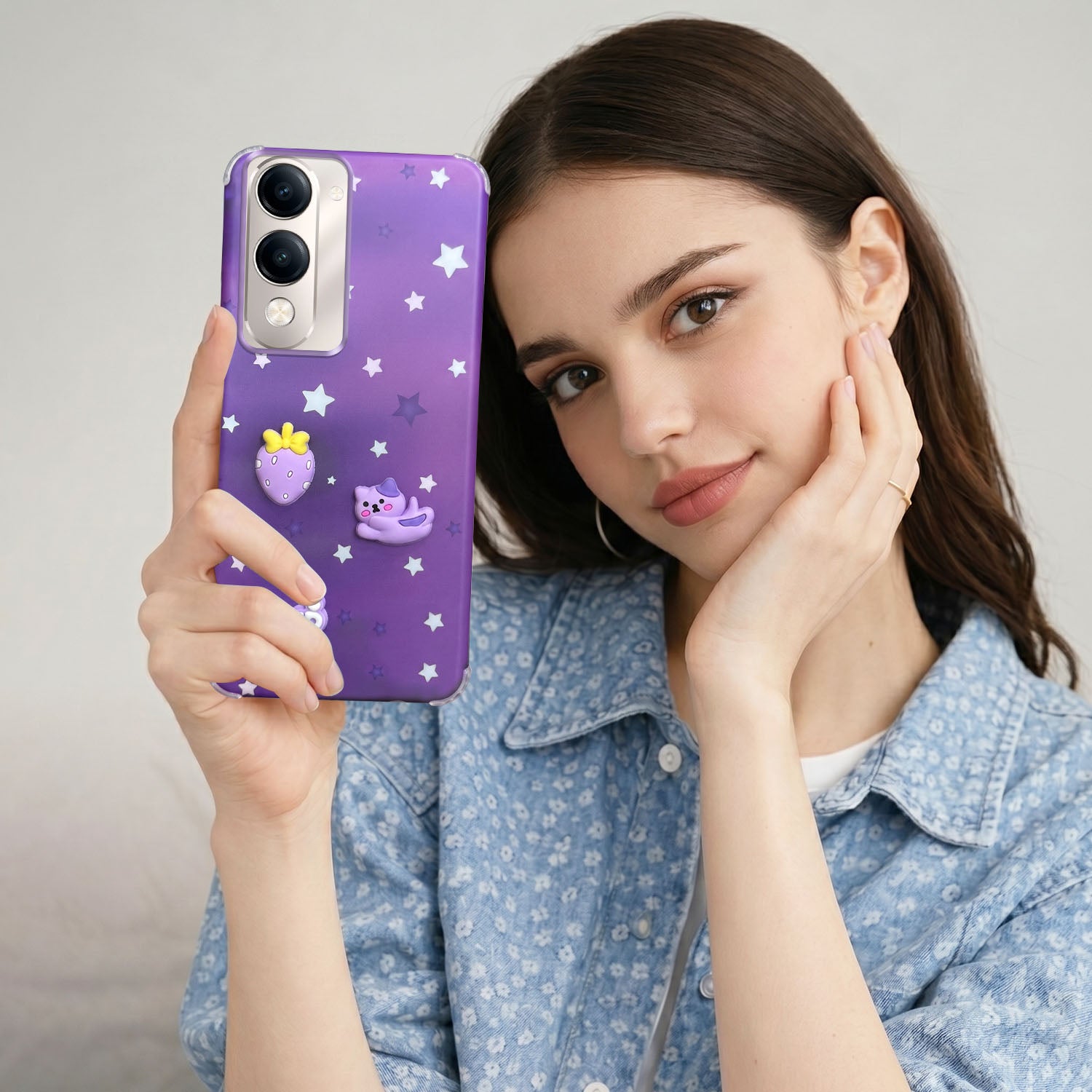 For Vivo Y19 | Vivo Y19e | Vivo T4 Lite Back Cover Case (3D Cute Cartoons | Hard Back Side Soft | Matte Premium Finish | HD Printing)