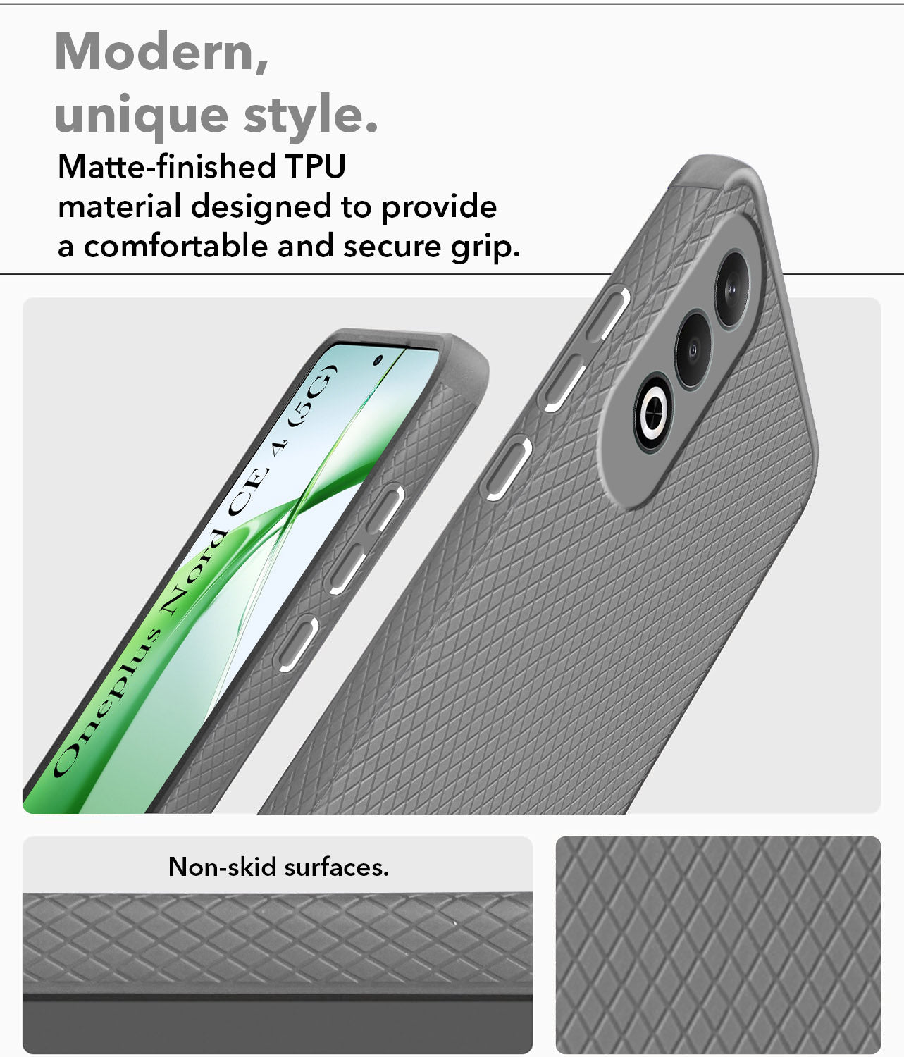 For Oneplus Nord CE 4 Back Cover Case (Liquid Silicone | Side Grip | Camera Protection)