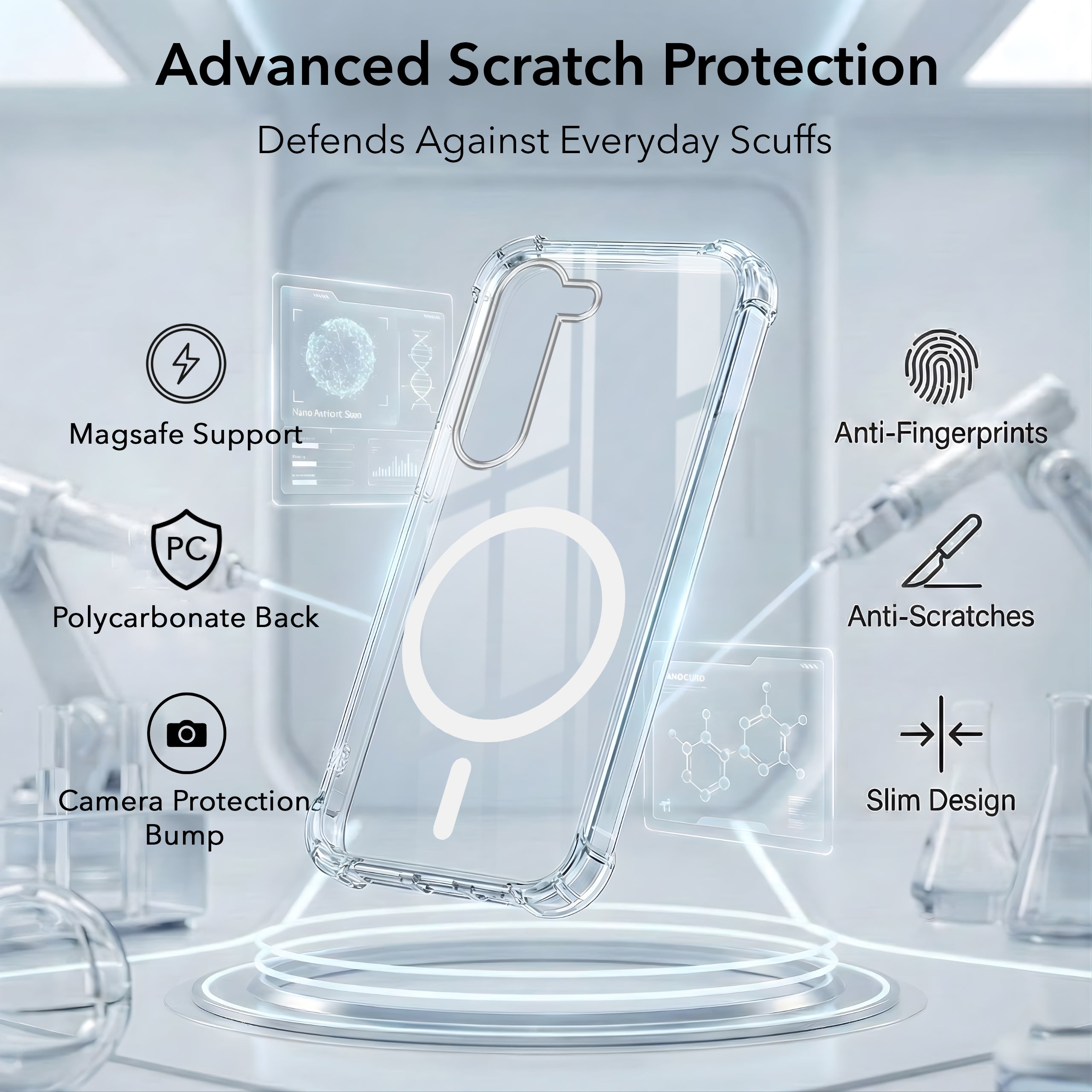 For Samsung Galaxy S23 5G Back Cover Shockproof Crystal-Clear (Magsafe Wireless Support | Drop & Camera Protection | Hard Polycarbonate)