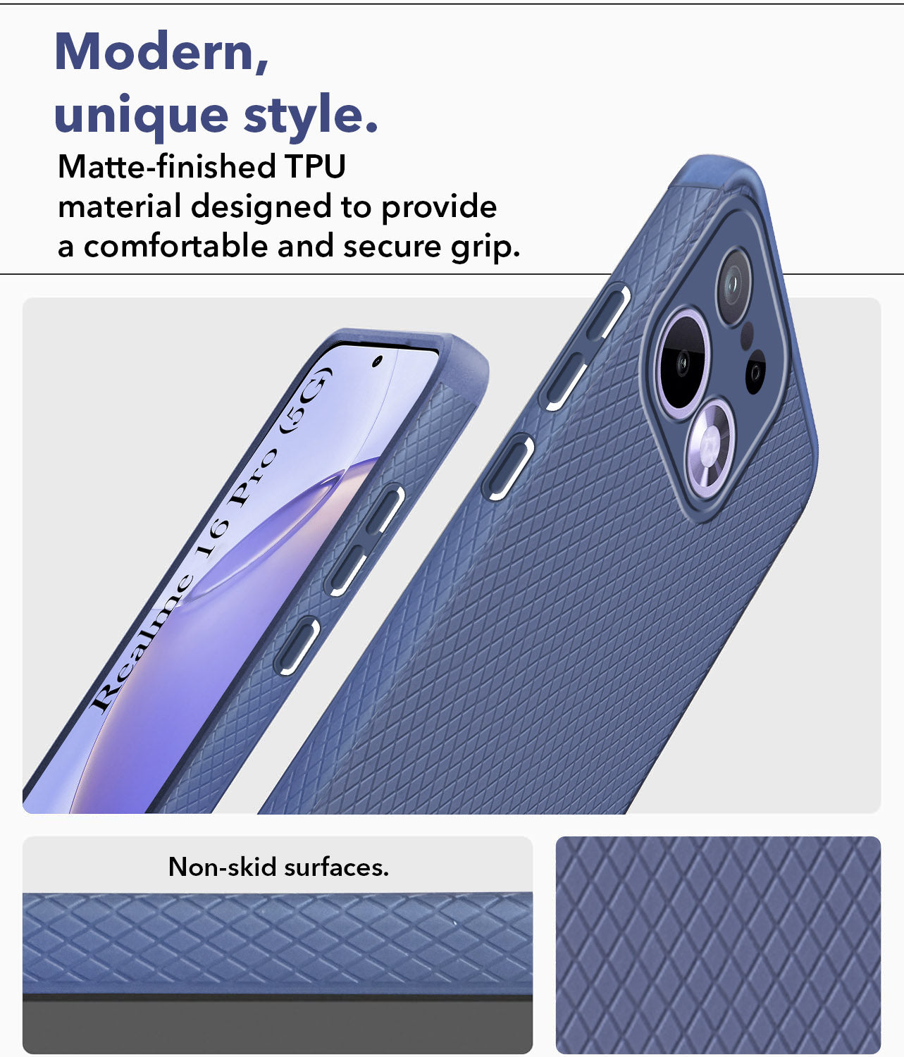 For Realme 16 Pro Back Cover Case Liquid Silicone (Camera Protection | Side Grip Texture | Soft and Flexible)