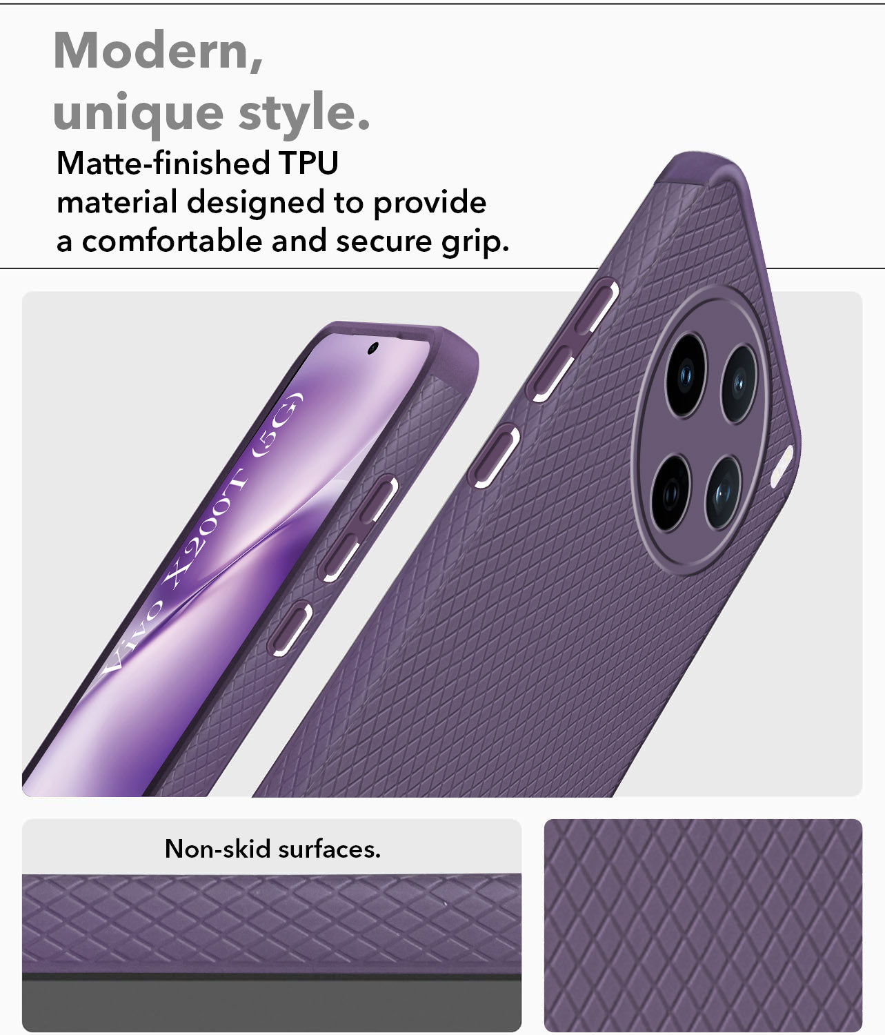 For Vivo X200T Back Cover Case Liquid Silicone (Camera Protection | Side Grip Texture | Soft and Flexible)