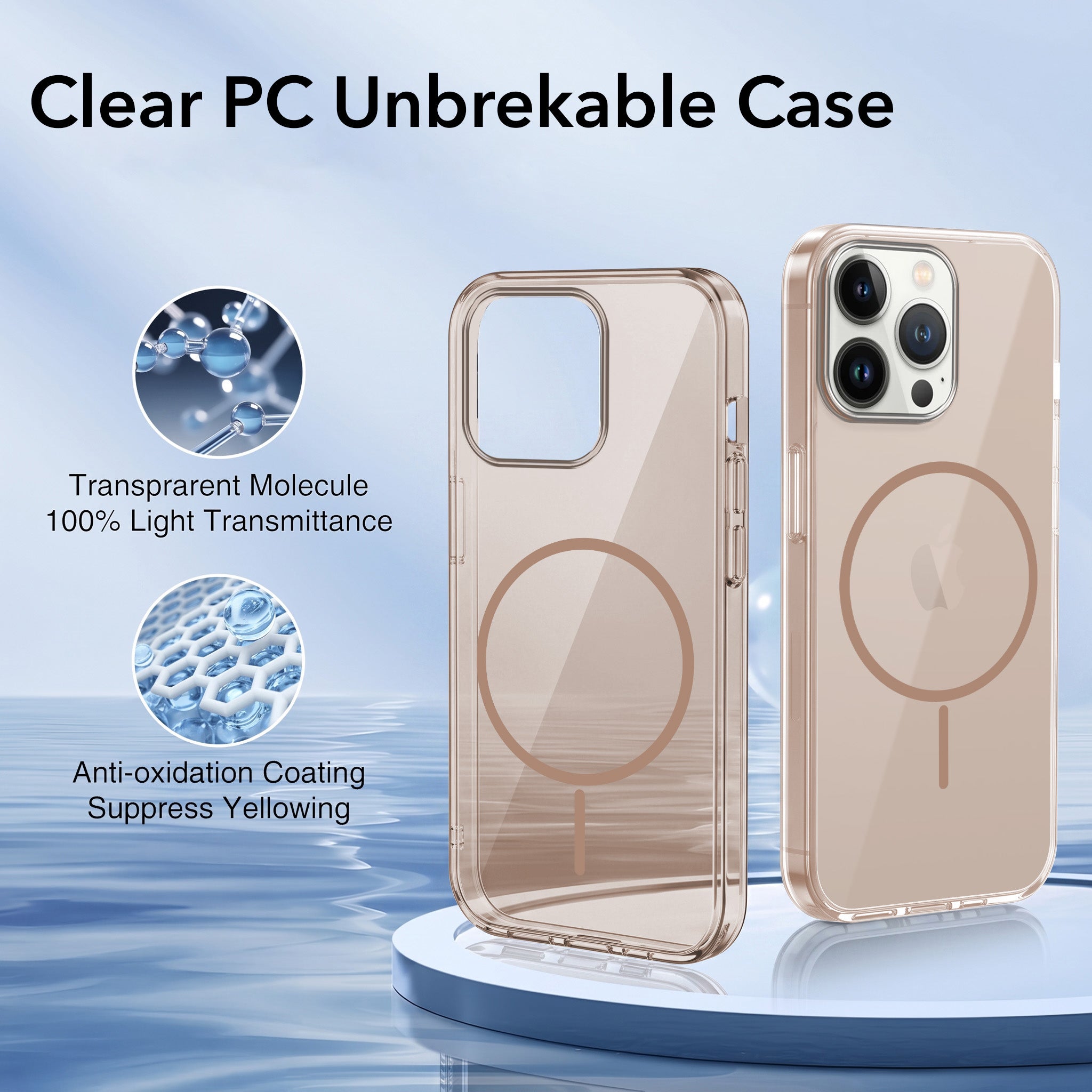 For Apple iPhone 13 Pro Back Case Cover Crystal Anti Yellow (Unbreakable PC | MagSafe Wireless Charging Support |Camera Protection Bump)