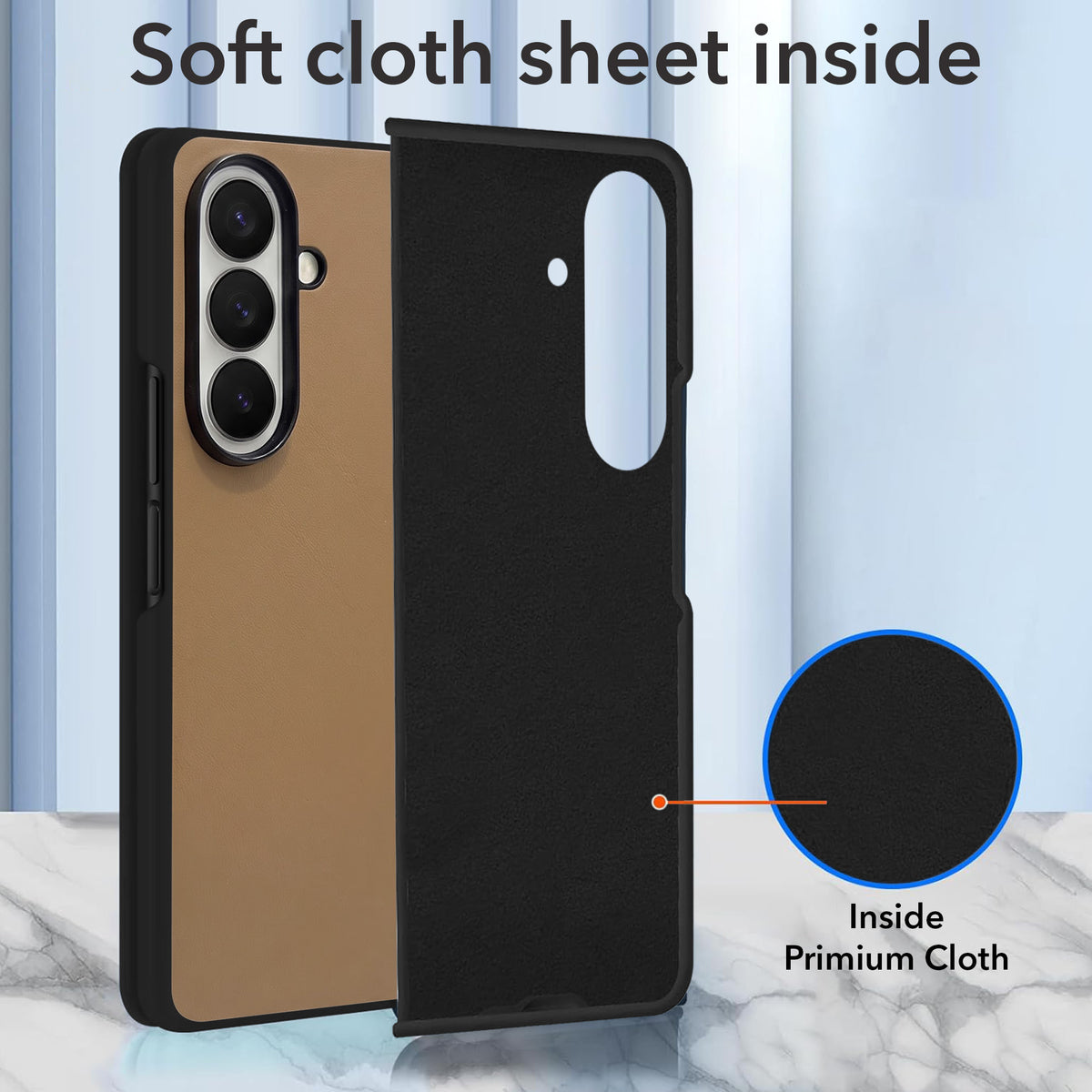For Samsung Galaxy Z Fold 7 Premium Cover Case (Soft Leater Touch | Interior Protective Cloth | Slim 360* Protection)