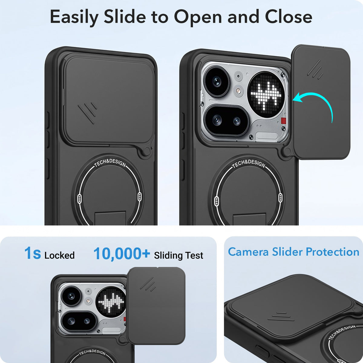 For Nothing Phone 4A Pro 5G Back Case Cover Metallic (Hybrid Armor Kickstand | Sliding Shutter Camera Protection | MagSafe Compatible)
