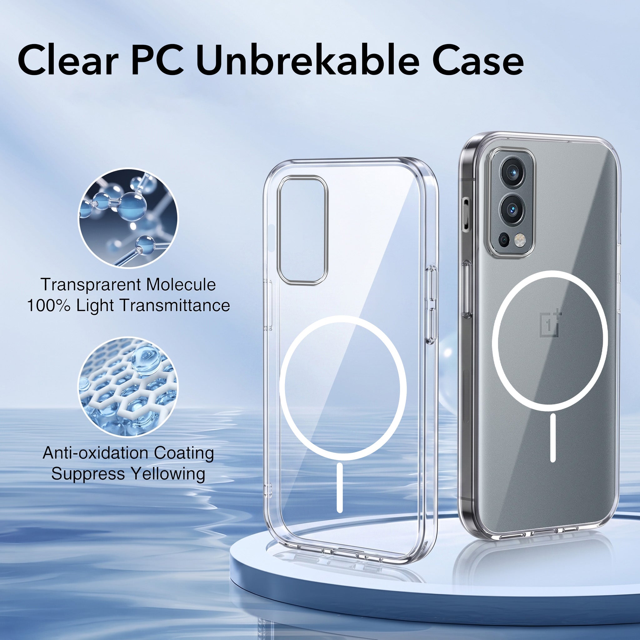For OnePlus Nord 2 5G Back Case Cover Crystal Anti Yellow (Unbreakable PC | MagSafe Wireless Charging Support |Camera Protection Bump)