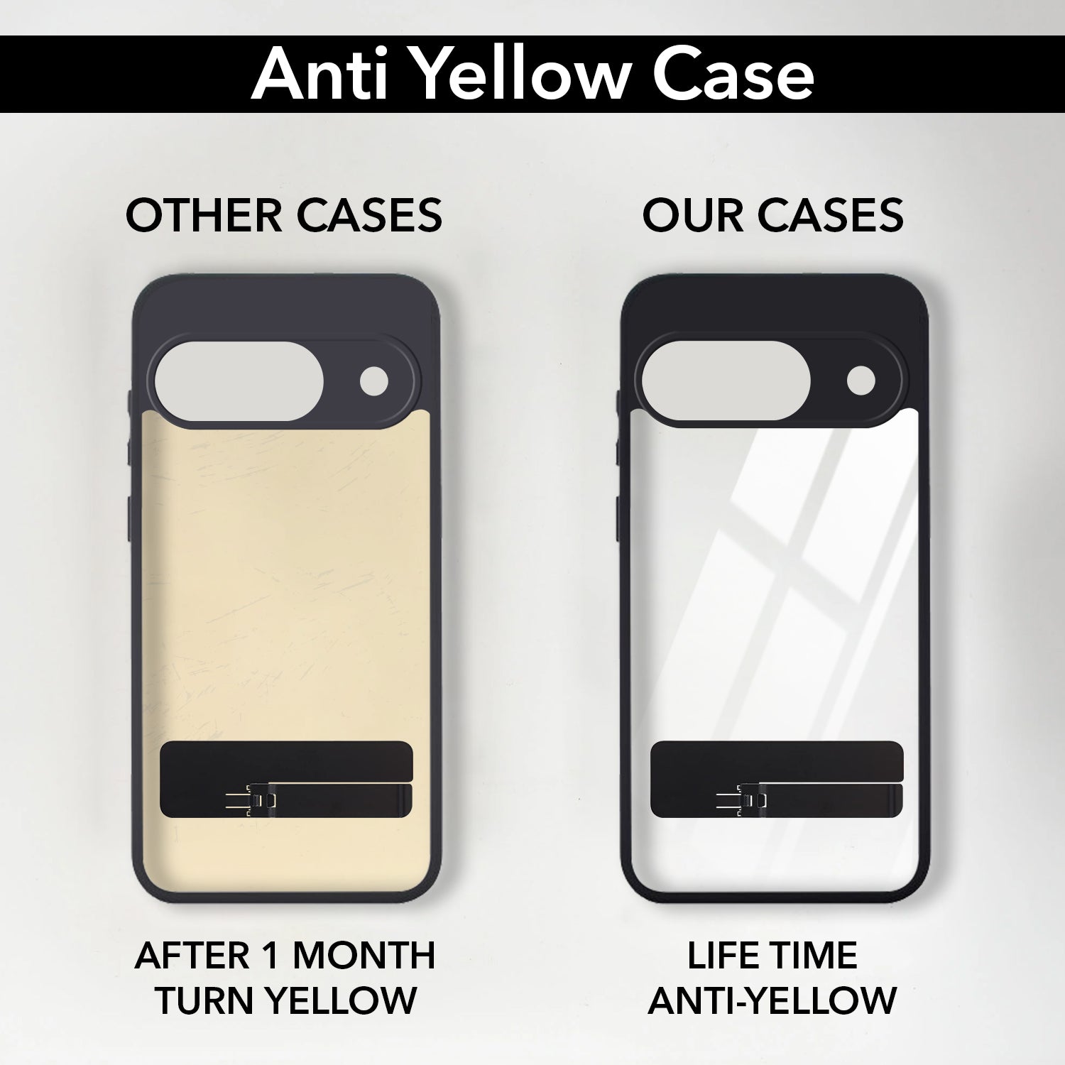 For Google Pixel 9 Back Cover Case (Built-in Stand | Lifetime Anti Yellow | Kickstand Shockproof | Camera Protection | MagSafe Compatible)
