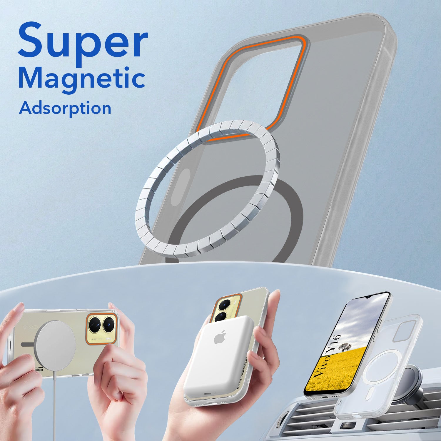 For Vivo Y16 Back Cover Case (Soft Touch | Camera Bump Protection | MagSafe Compatible | Matte Finish)