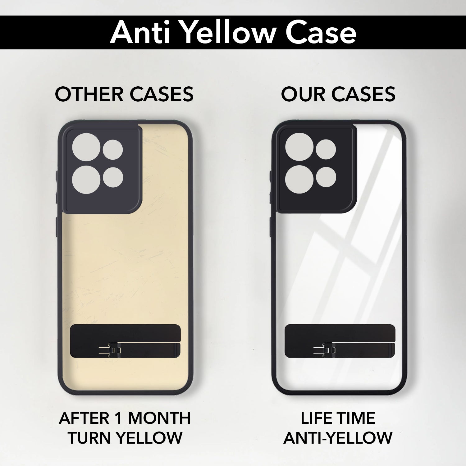 For Motorola Moto Edge 50 5G Back Cover Case (Built-in Stand | Lifetime Anti Yellow | Kickstand Shockproof | Camera Protection | MagSafe Compatible)