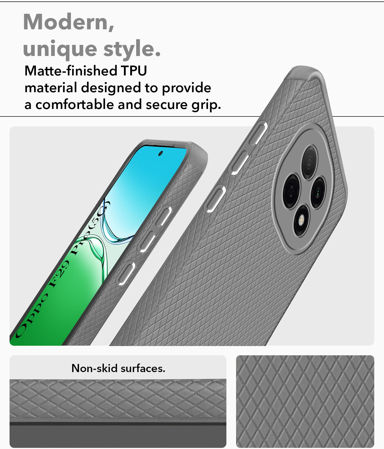 For Oppo F29 Pro Back Cover Case (Liquid Silicone | Side Grip | Camera Protection)