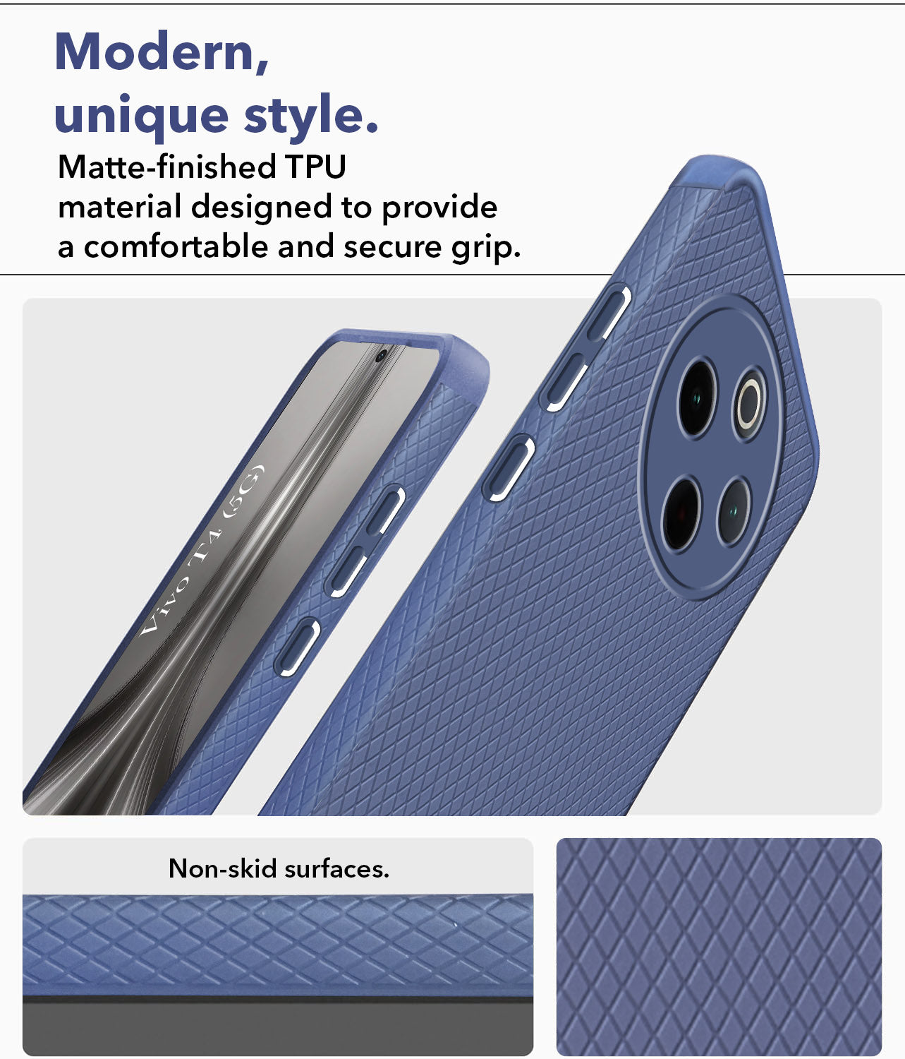 For Vivo T4 Back Cover Case (Liquid Silicone | Side Grip | Camera Protection)