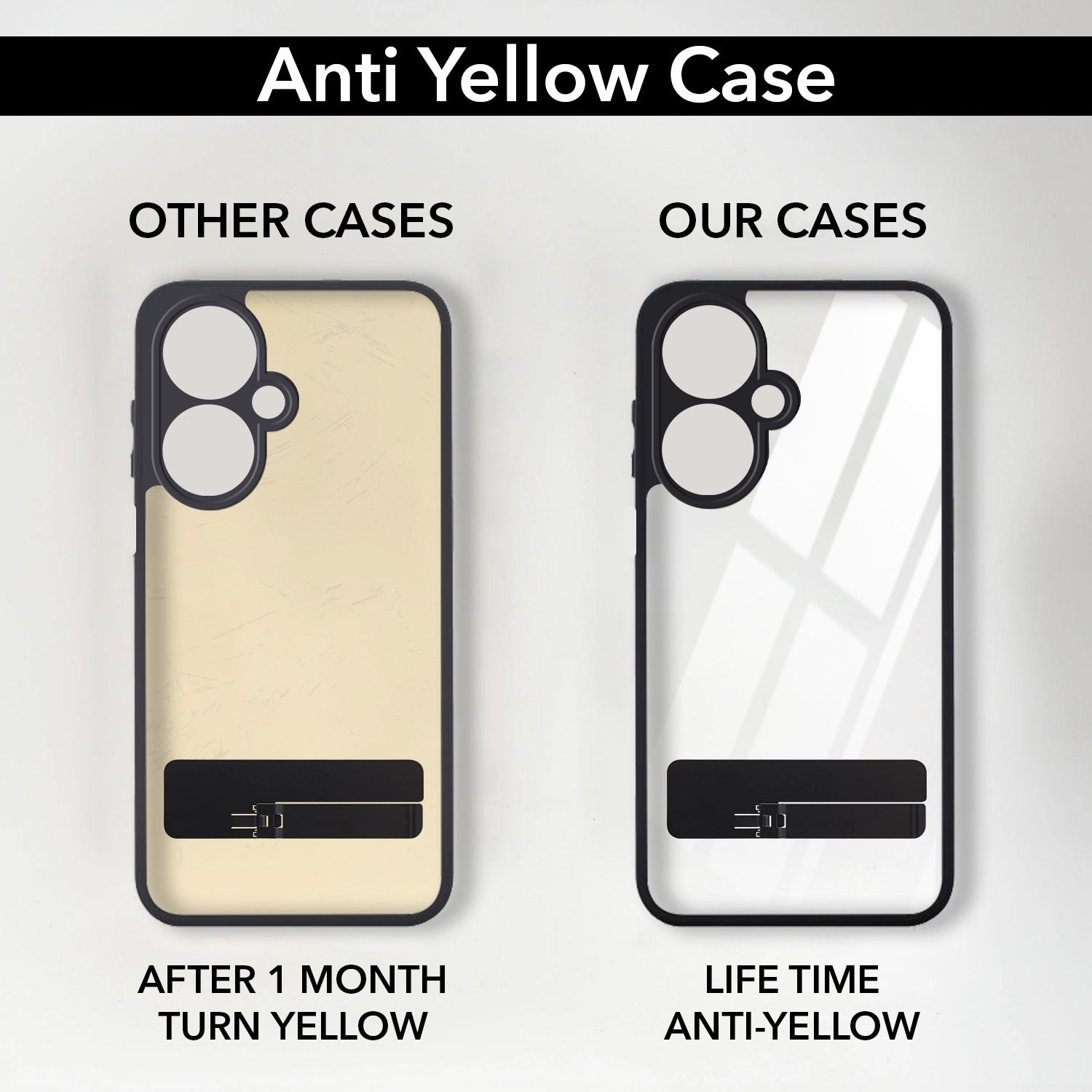 For Vivo Y27 Back Cover Case (Built-in Stand | Lifetime Anti Yellow | Kickstand Shockproof | Camera Protection | MagSafe Compatible)