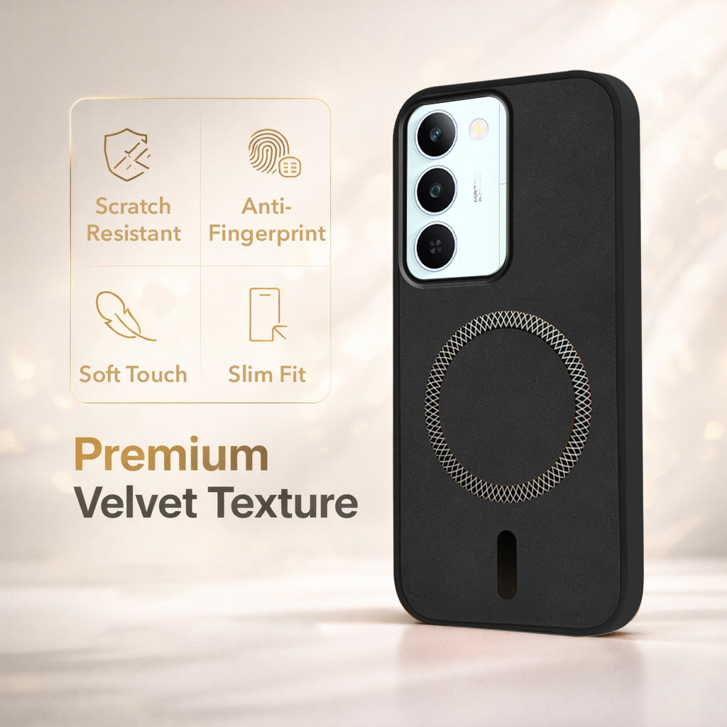 For Realme P4 Lite 5G | Narzo 100 Lite 5G Back Cover Case Leather Finish (MagSafe Compatible Wireless Charging | Soft Touch | Camera Bump Protection)