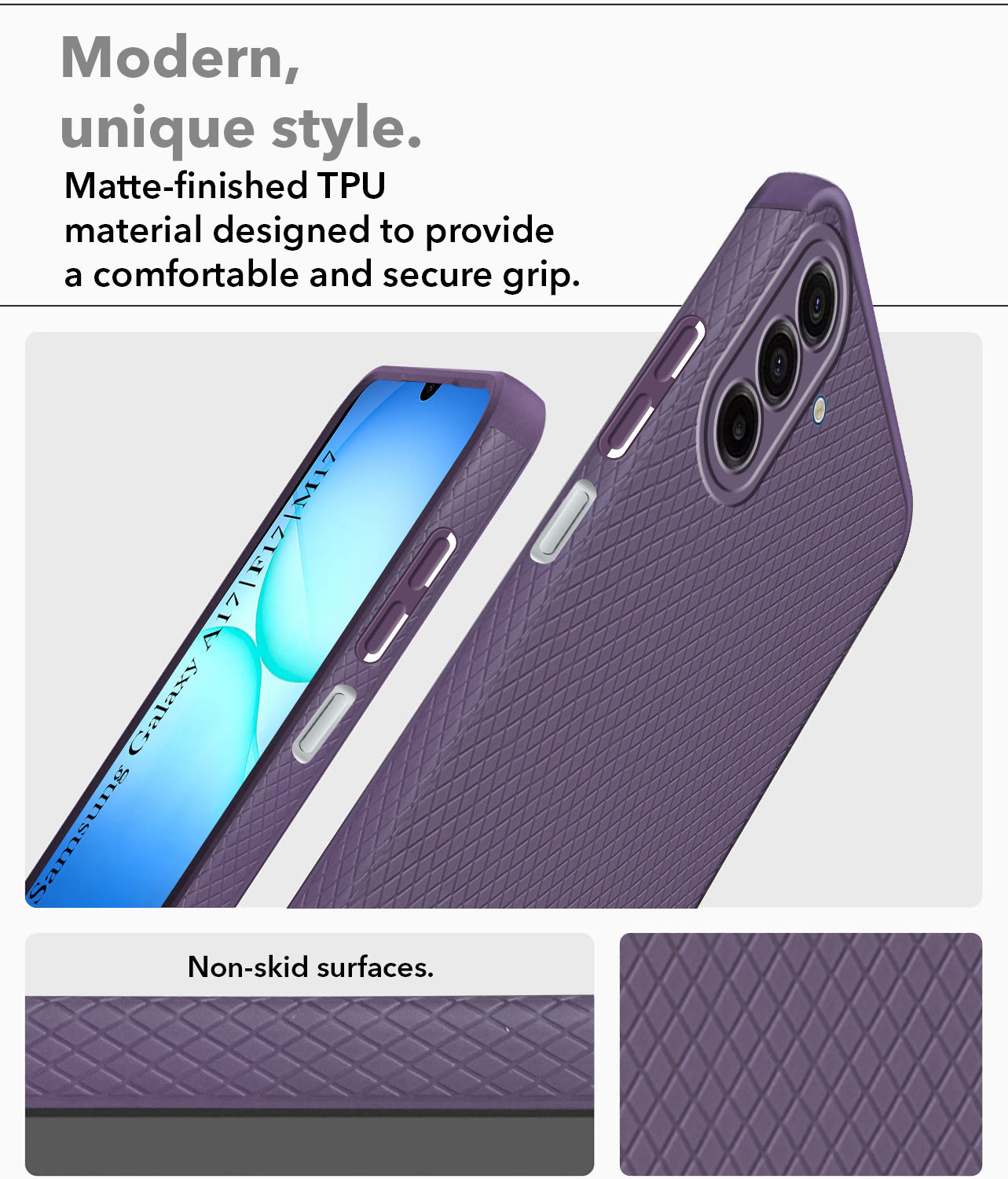 For Samsung Galaxy A17 | Samsung F17 | Samsung M17 5G Back Cover Case Liquid Silicone (Camera Protection | Side Grip Texture | Soft and Flexible)