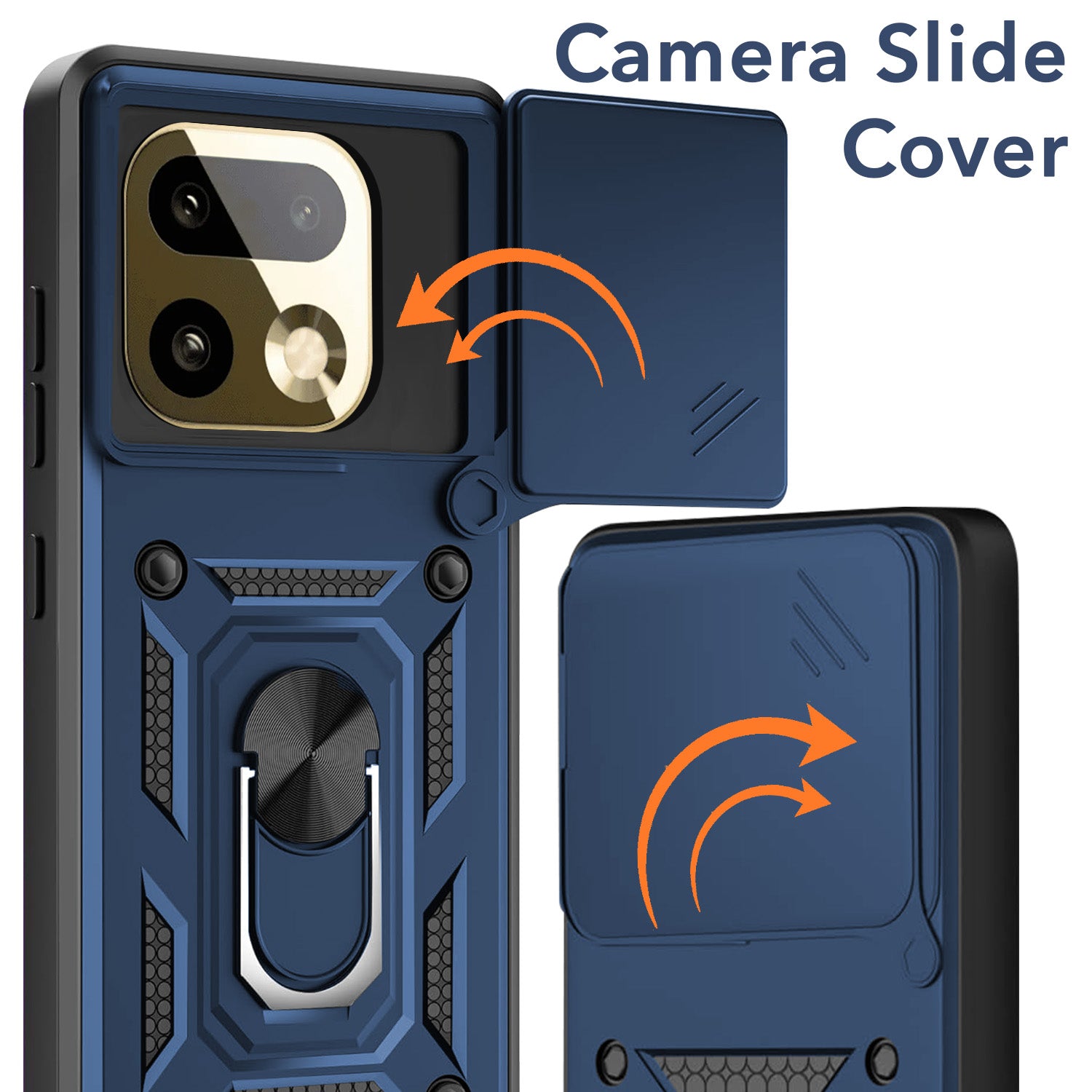 For Realme 16 Pro Plus 5G Back Cover Case Hybrid Armor (Sliding Shutter Camera Protection | Polycarbonate |Ring Holder Kickstand)