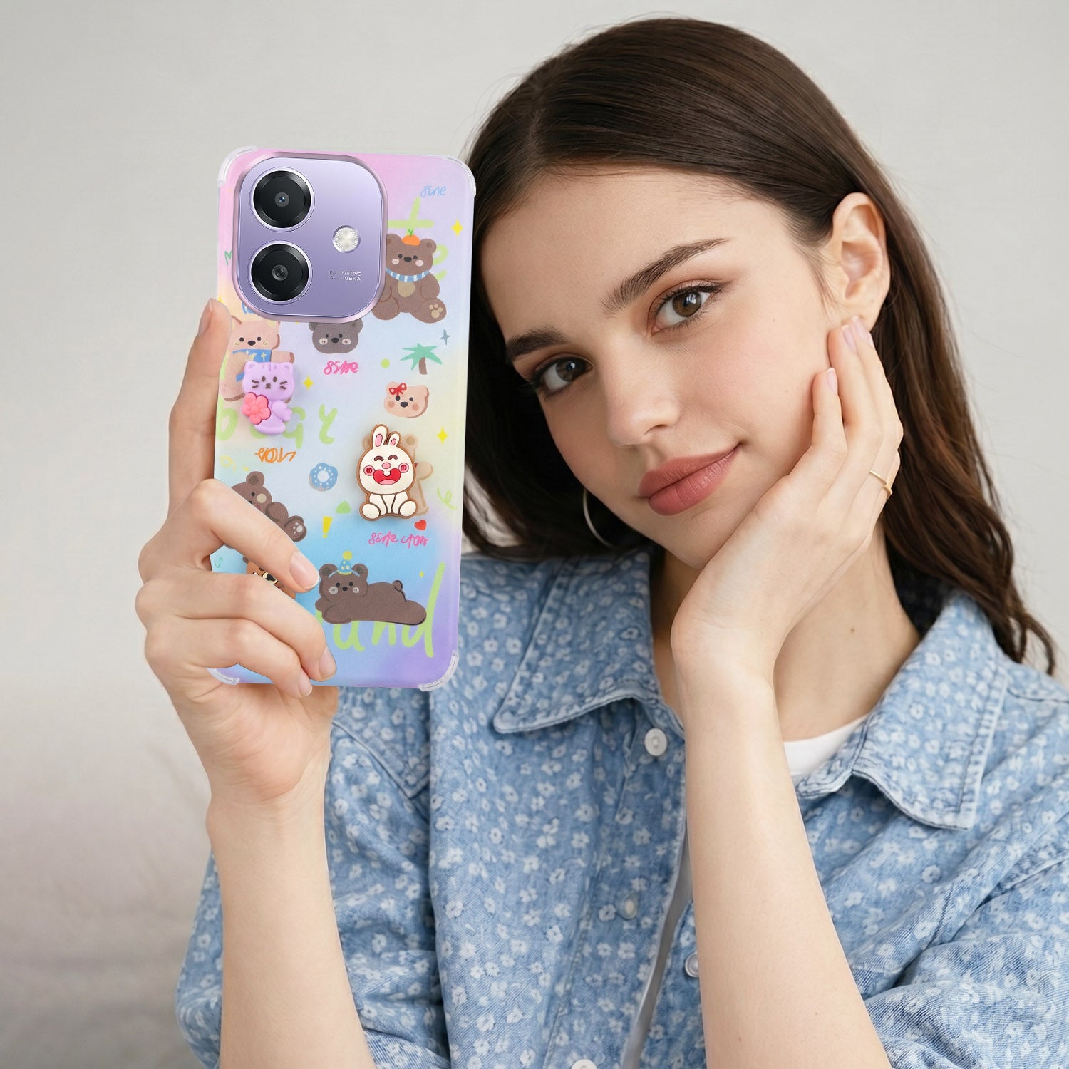 For Oppo A3X (4G/5G) | Oppo A3 5G Back Cover Case (3D Cute Cartoons | Hard Back Side Soft | Matte Premium Finish | HD Printing)