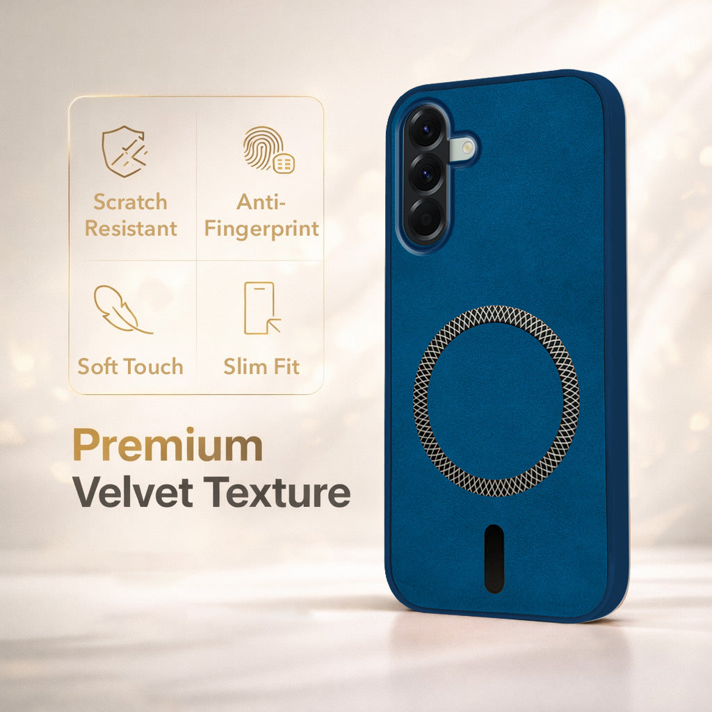 For Samsung Galaxy A56 Back Cover Case Leather Finish (MagSafe Compatible Wireless Charging | Soft Touch | Camera Bump Protection)