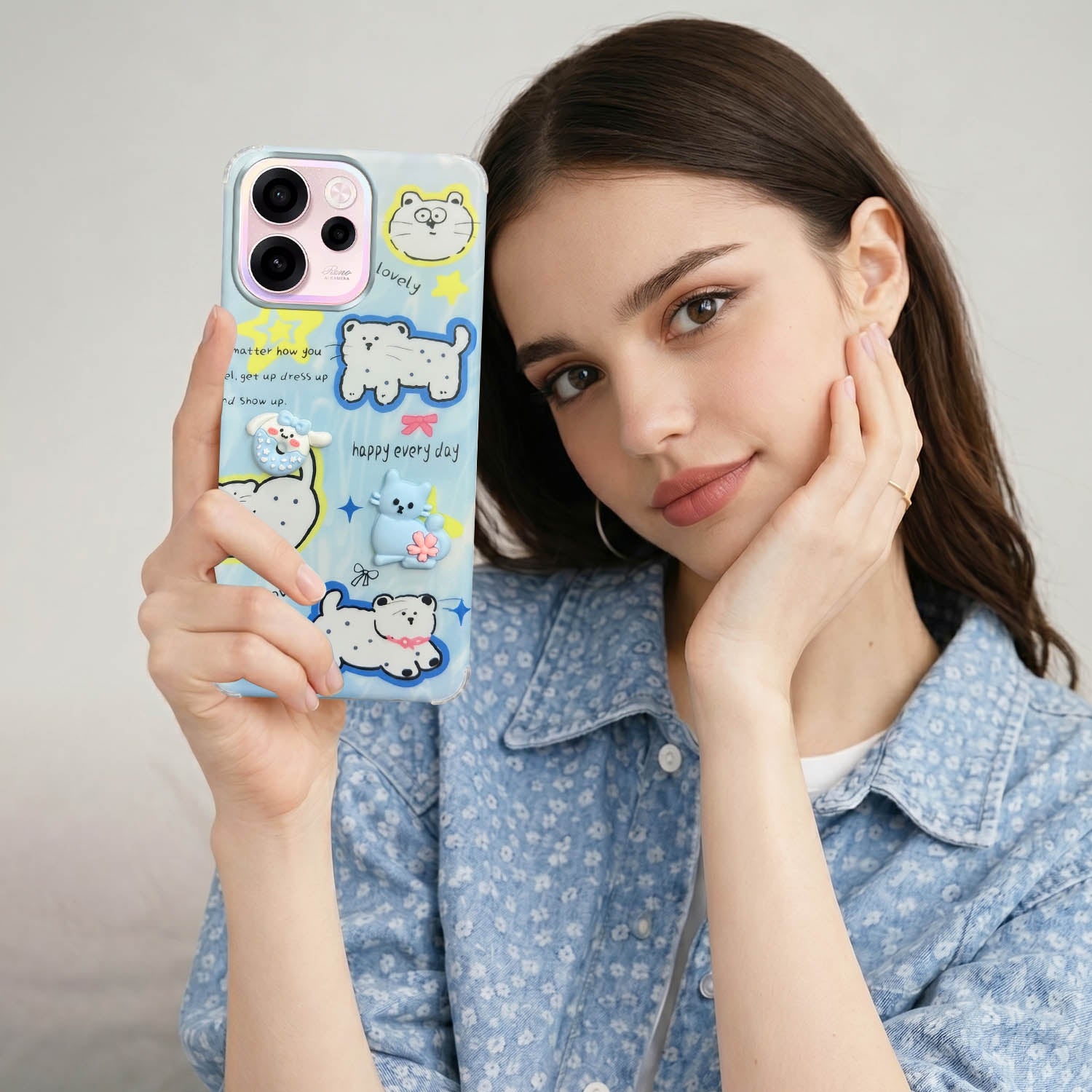 For Oppo Reno 15c Back Cover Case (3D Cute Cartoons | Hard Back Side Soft | Matte Premium Finish | HD Printing)