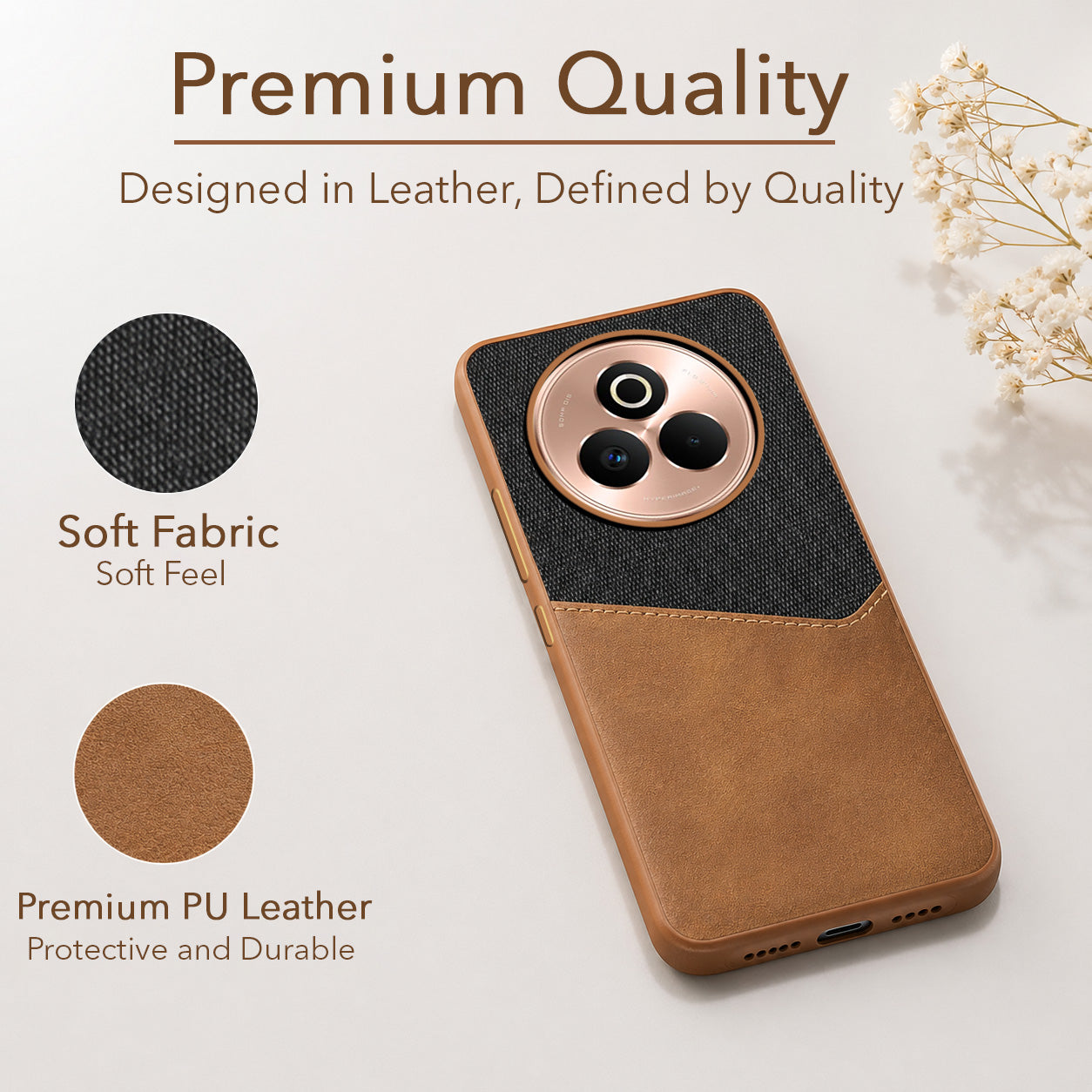 For Realme P3 Pro Back Cover Case (Dual PU Leather Stitch | Professional Minimalist | Soft and Flexible)