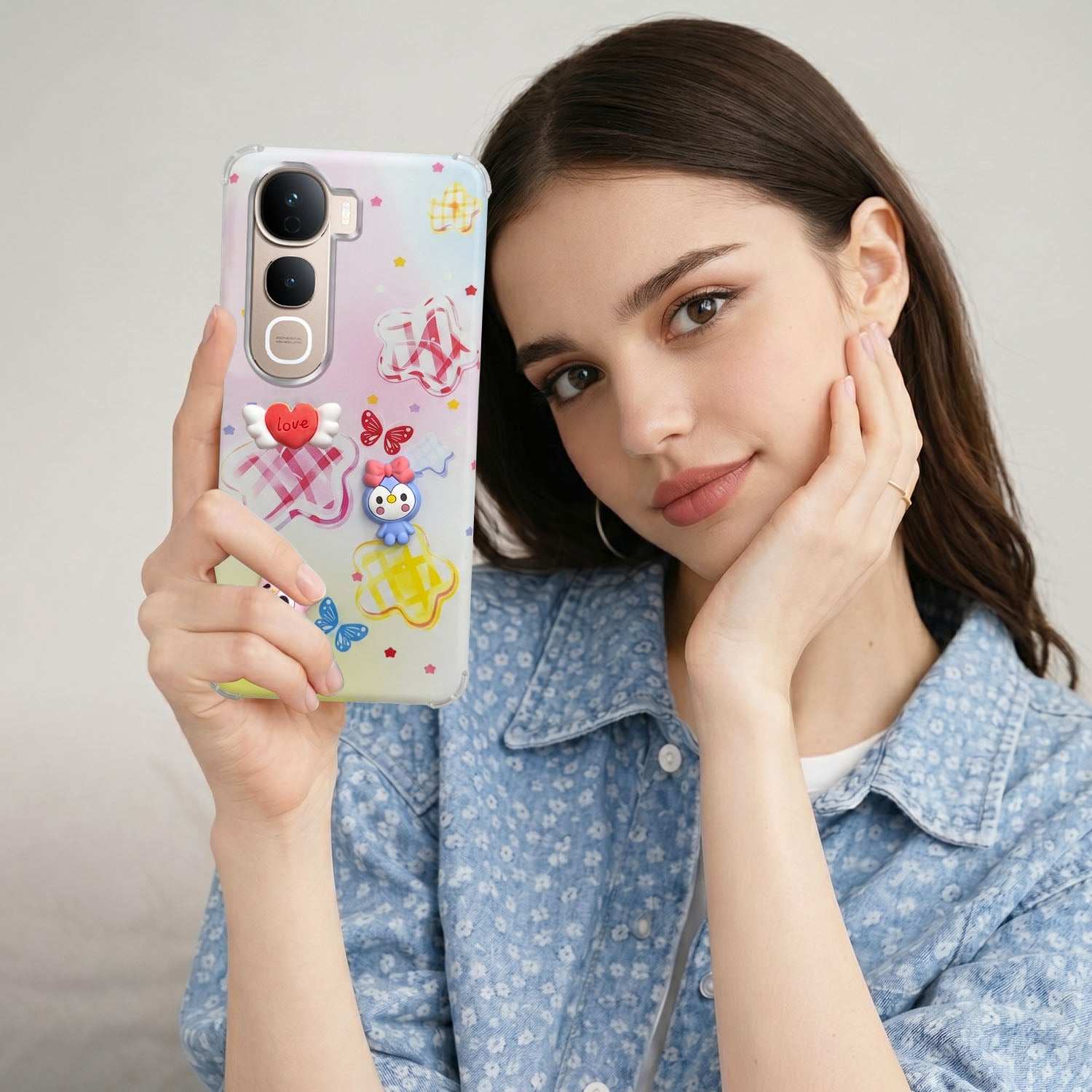 For Vivo Y400 Pro Back Cover Case (3D Cute Cartoons | Hard Back Side Soft | Matte Premium Finish | HD Printing)