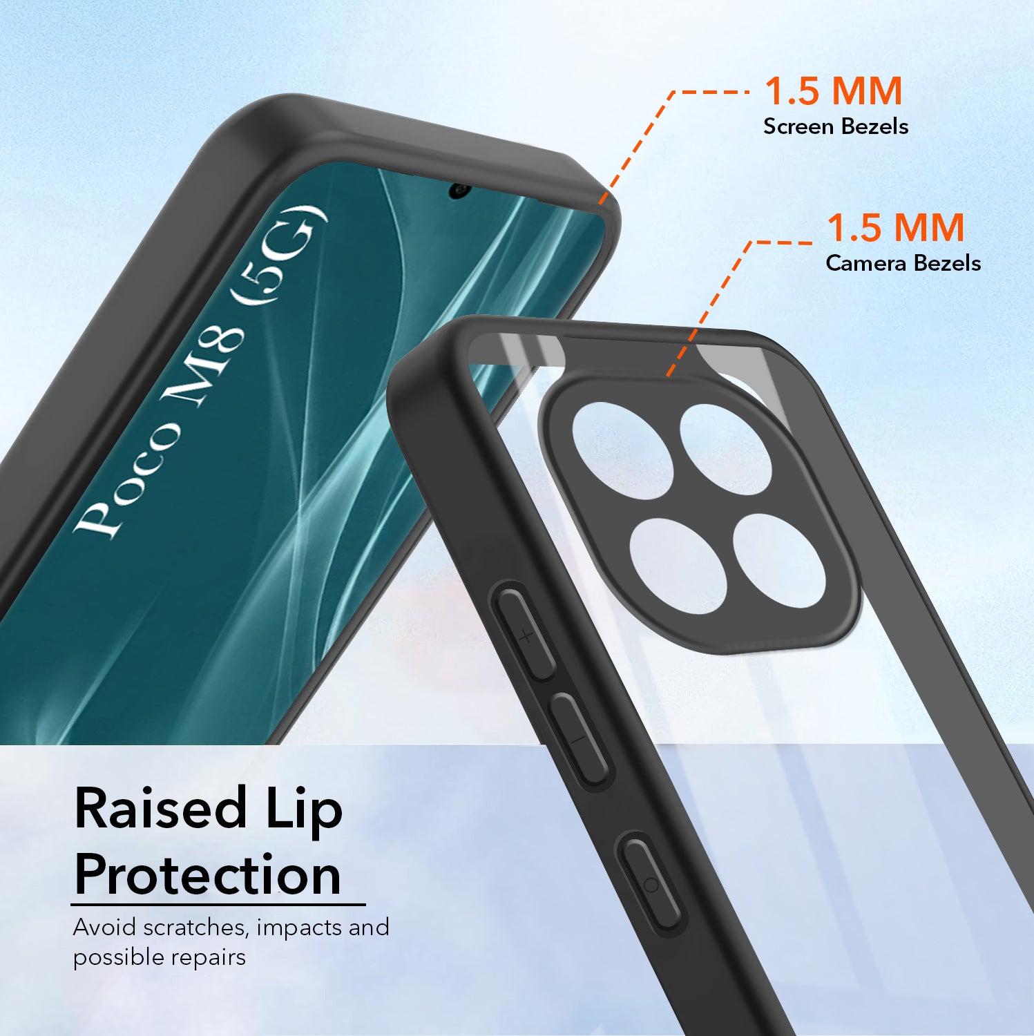 For Poco M8 5G Back Cover Case Ultra-Hybrid(Lifetime Anti Yellow | Anti Scratch | Crystal Clear Shockproof)
