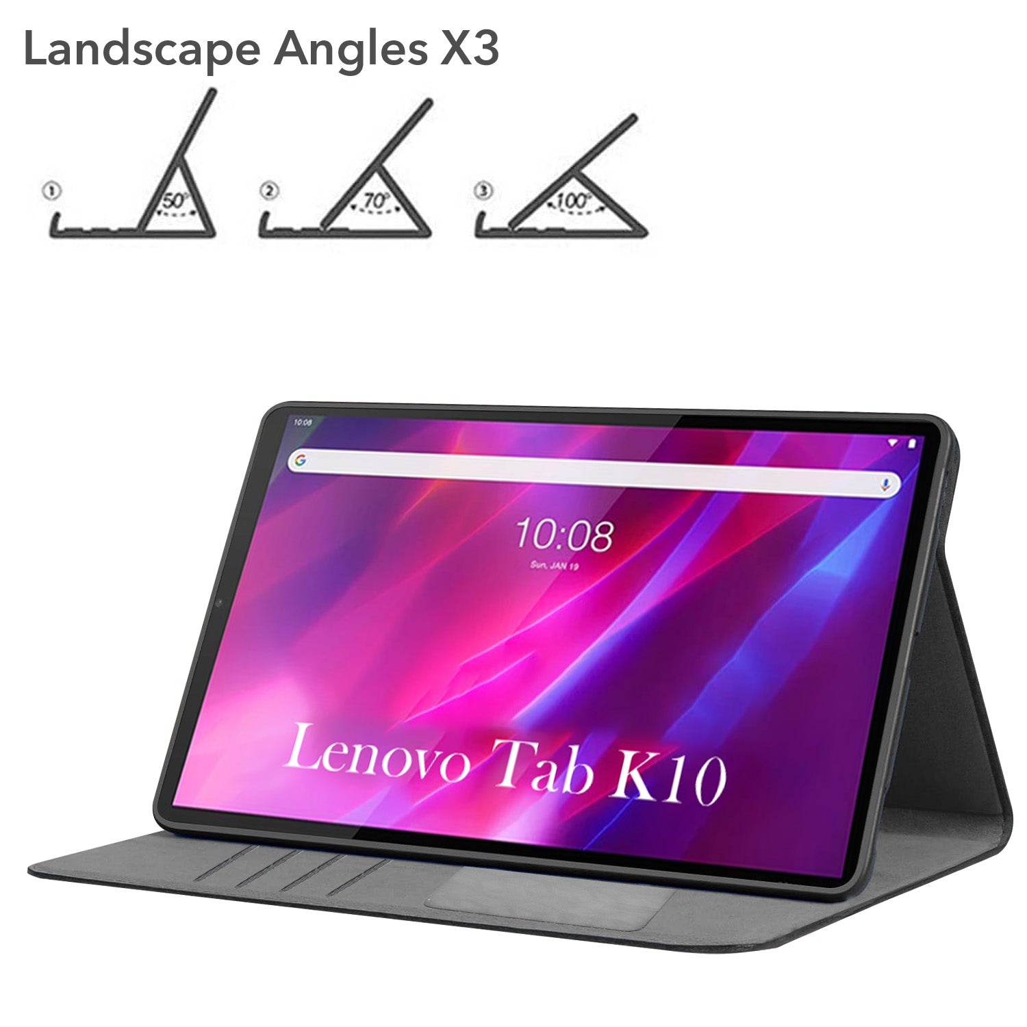 For Flip Cover Folio Case  Lenovo Tab K10 10 Inch TB-X6C6F / X6C6X  (PU Leather | Multi-Angle Smart Stand | Card Storage Slots | Silicone Back Pouch)