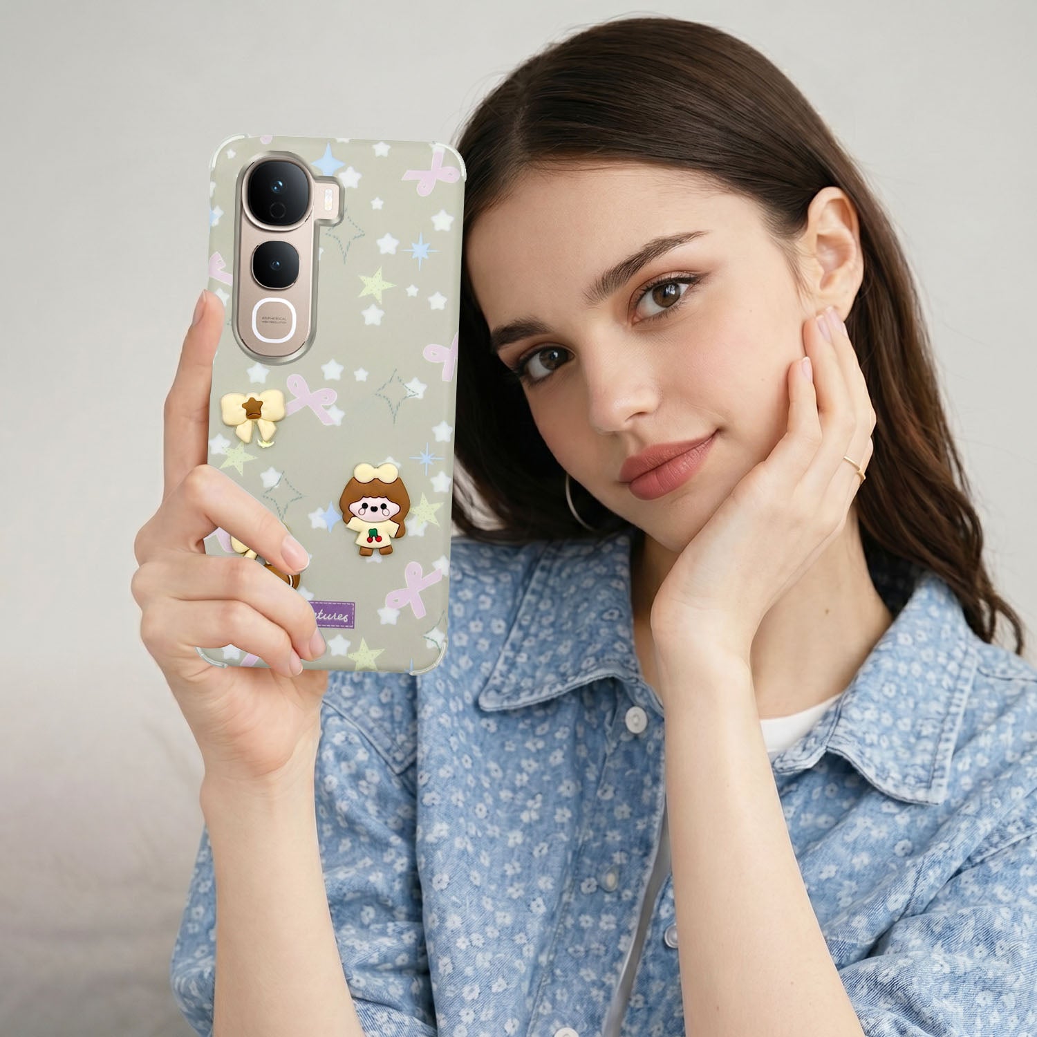 For Vivo Y400 Pro Back Cover Case (3D Cute Cartoons | Hard Back Side Soft | Matte Premium Finish | HD Printing)