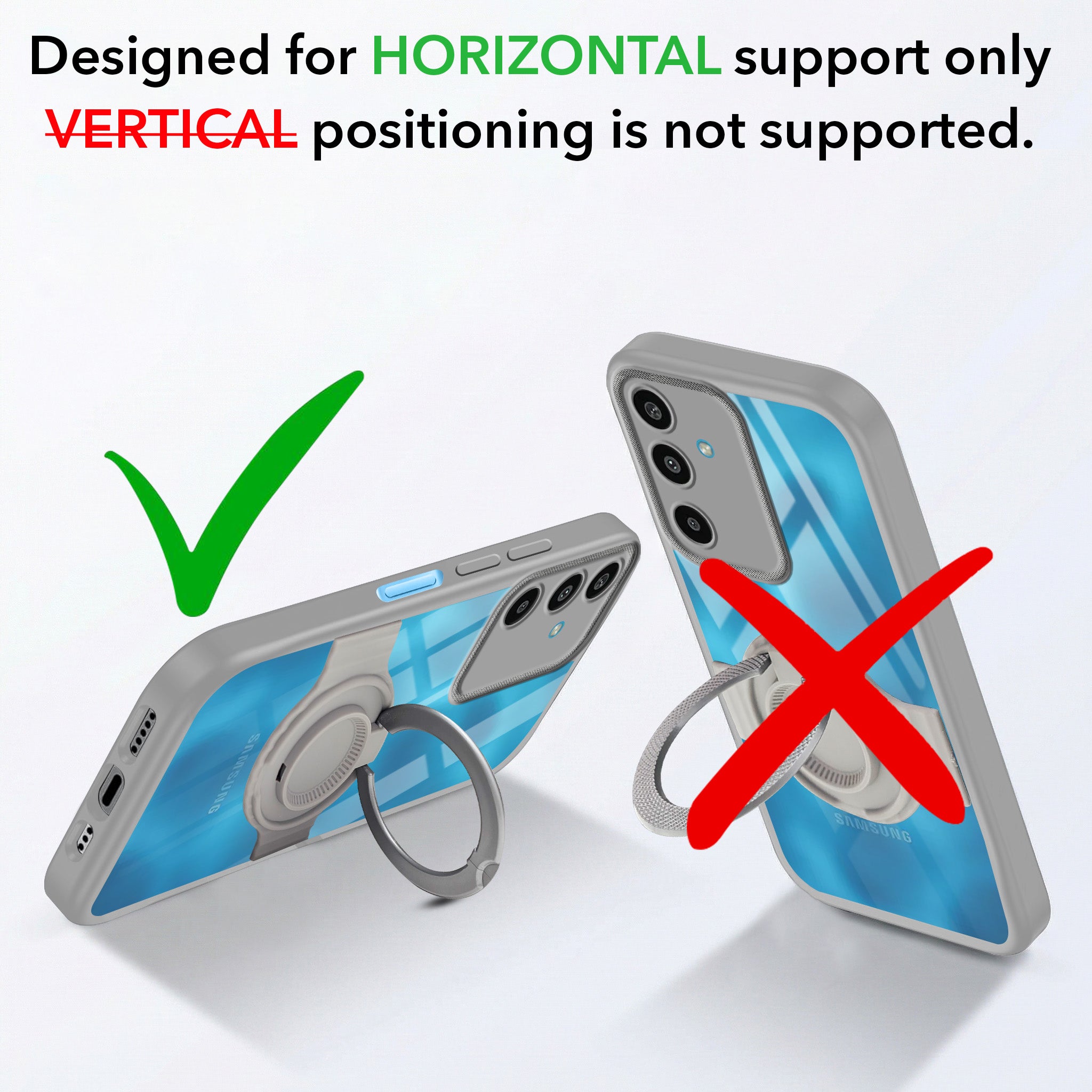 For Samsung Galaxy M16 5G | Samsung Galaxy F16 5G Back Cover Case with stand (Built-in Ring Holder Kickstand | Lifetime Anti Yellow | Camera Protection)