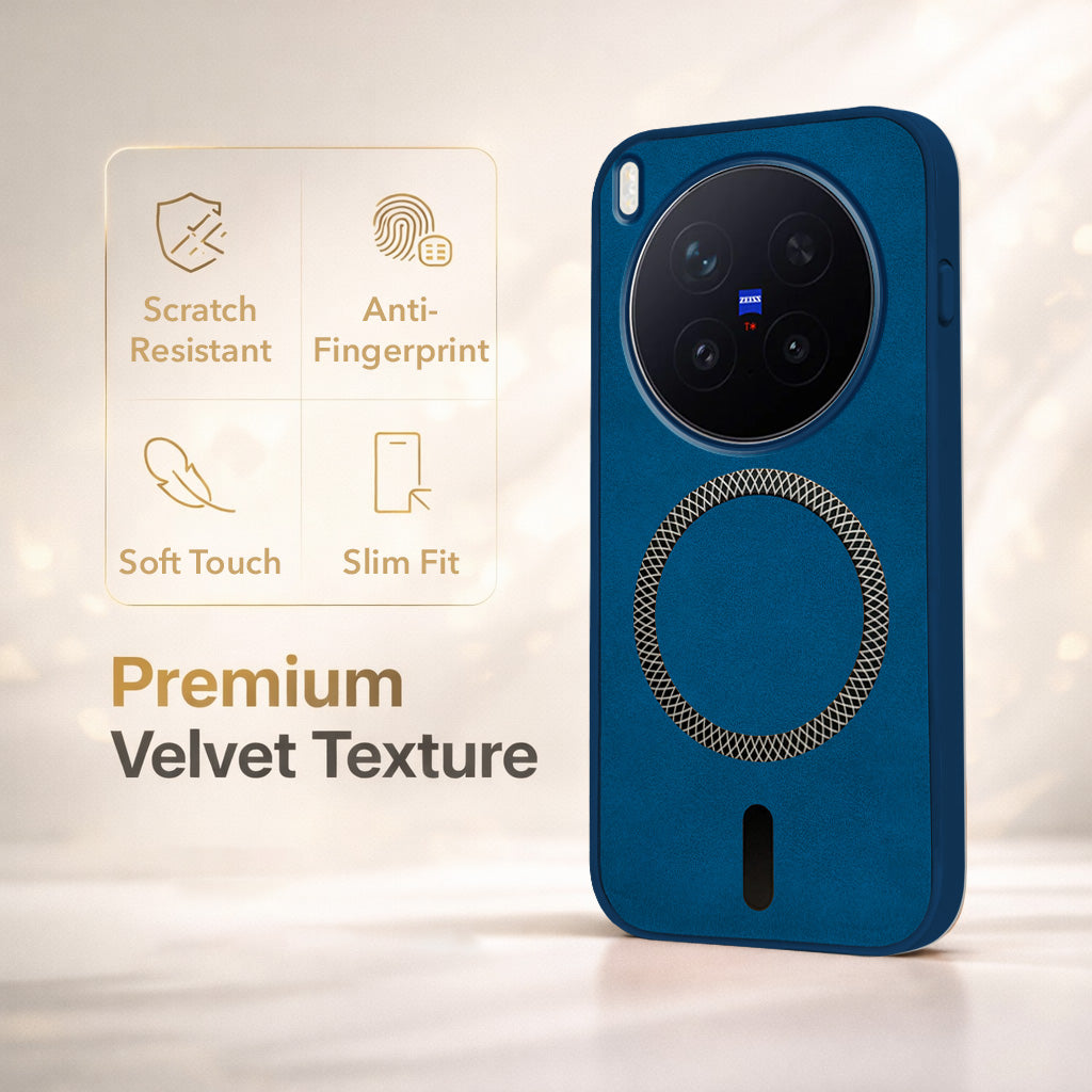 For Vivo X300 Pro Back Cover Case Leather Finish (MagSafe Compatible Wireless Charging | Soft Touch | Camera Bump Protection)