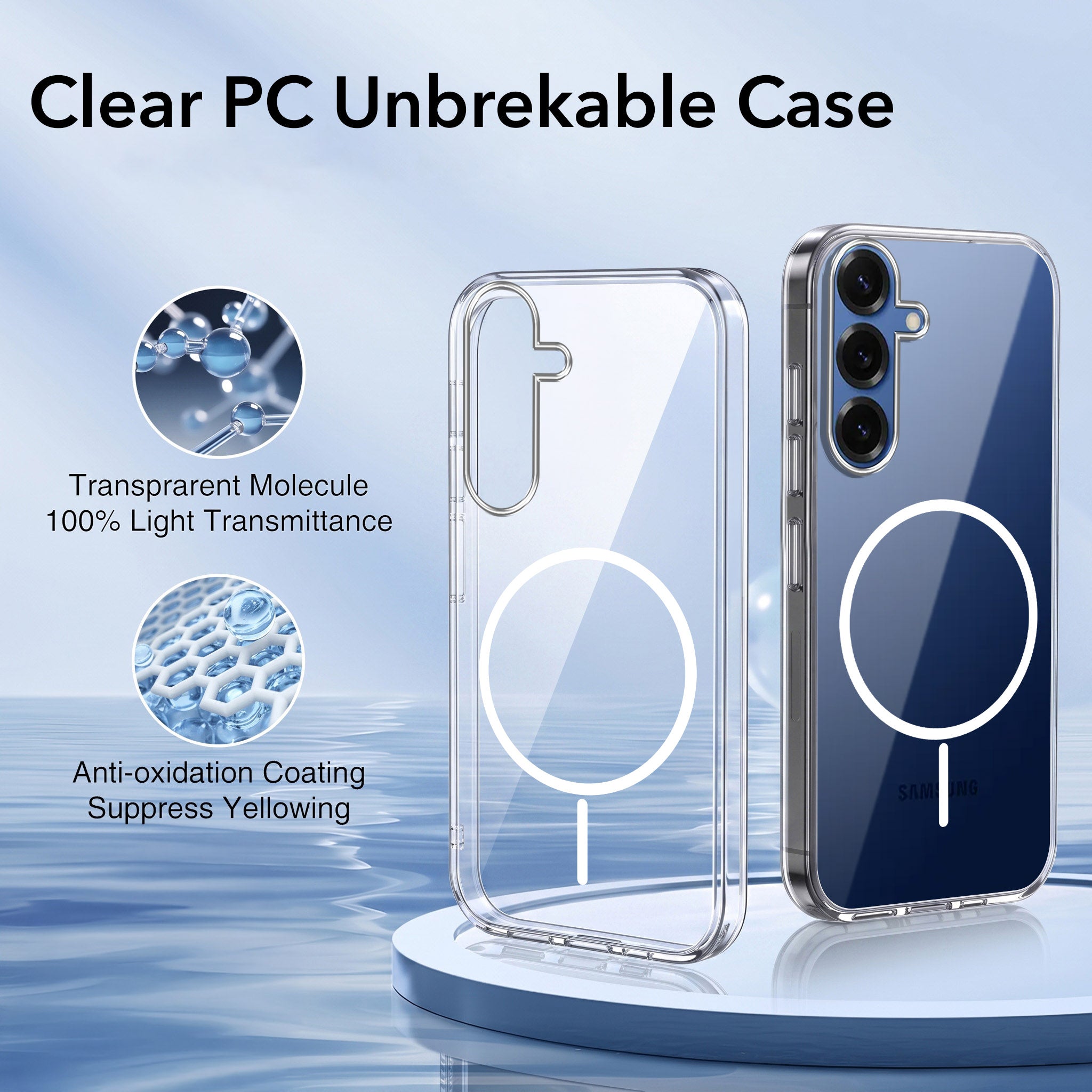 For Samsung Galaxy S25 Back Case Cover Crystal Anti Yellow (Unbreakable PC | MagSafe Wireless Charging Support |Camera Protection Bump)