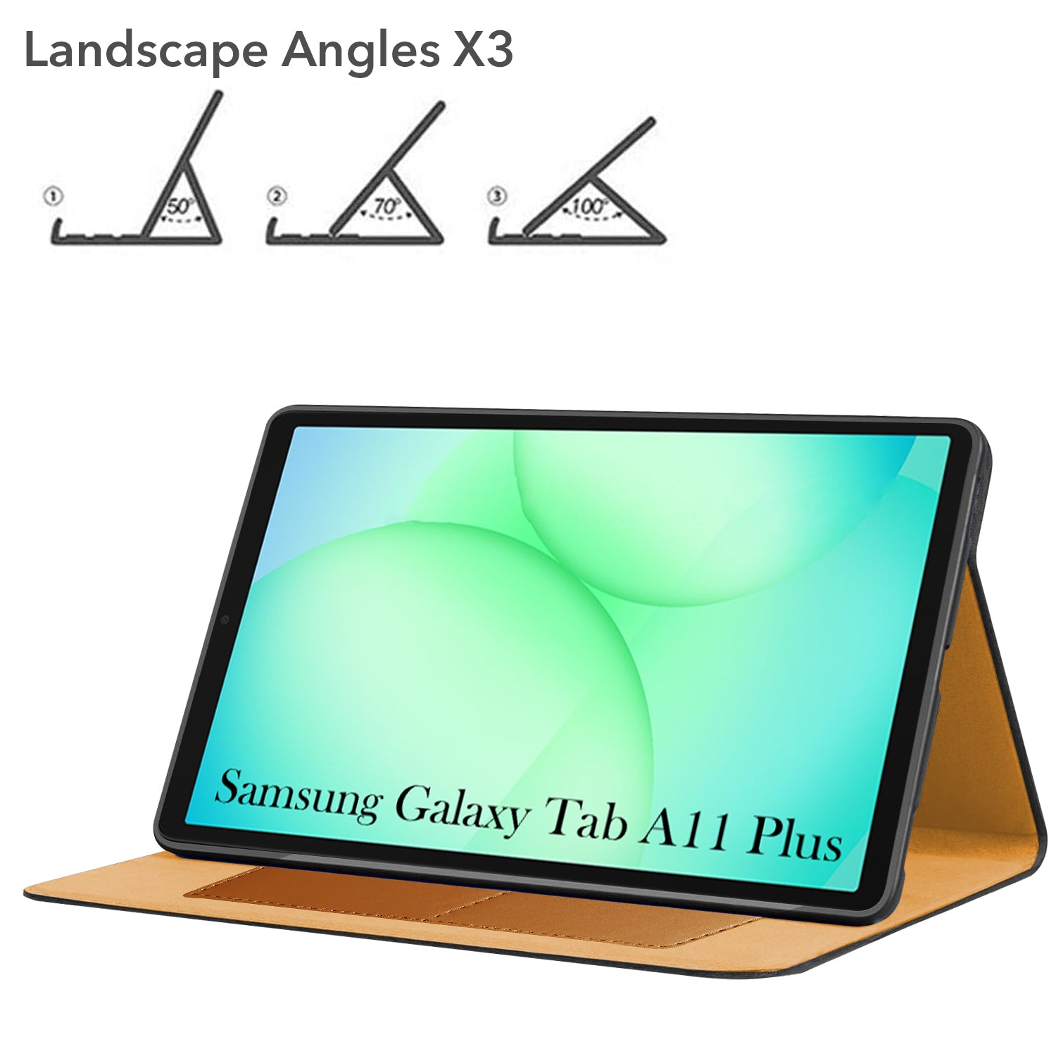 For Samsung Galaxy Tab A11 Plus 11 Inch SM-X230/X236B Flip Cover Folio Cover (PU Leather | Multi-Angle Smart Stand | Card Storage Slots | Silicone Back Pouch)