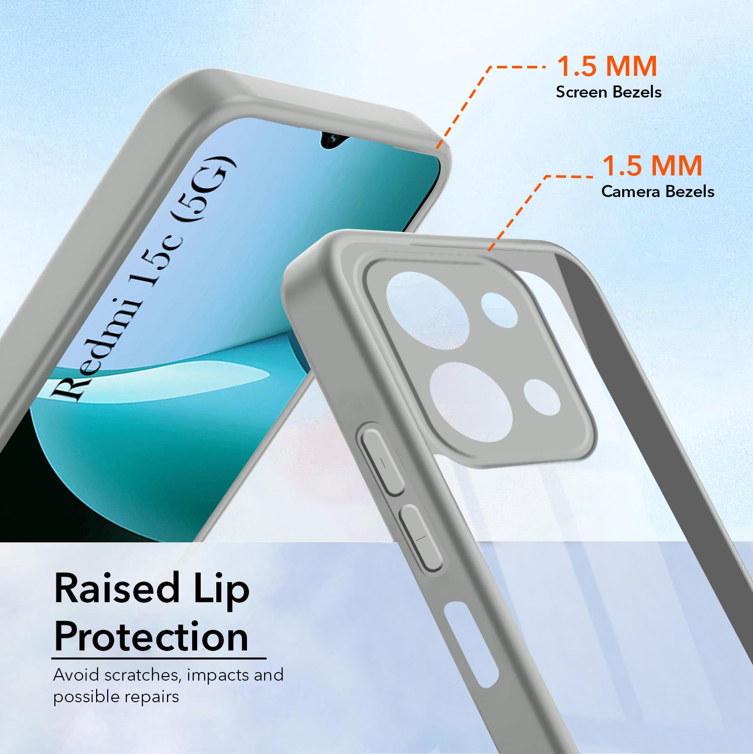 For Redmi 15C Back Cover Case Ultra-Hybrid (Lifetime Anti Yellow | Anti Scratch | Crystal Clear Shockproof)