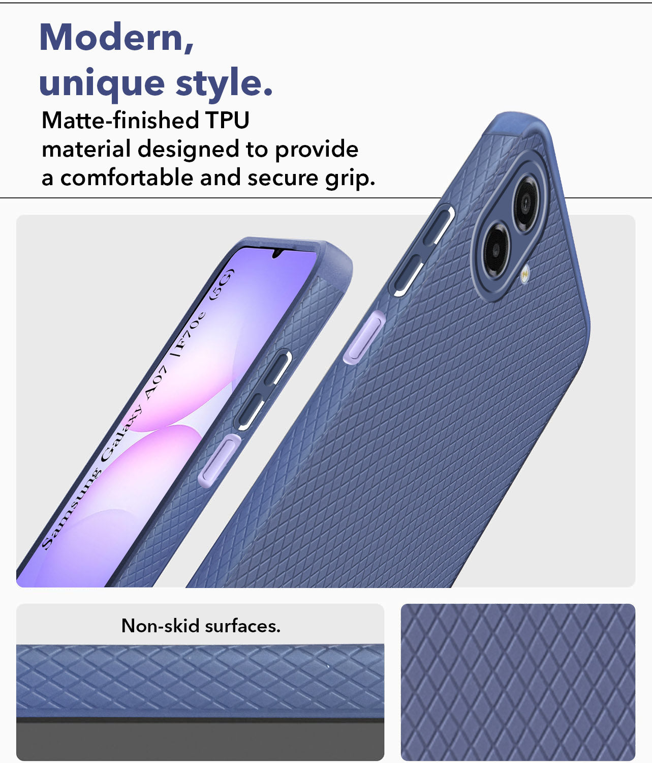 For Samsung Galaxy A07 | F70e 5G Back Cover Case (Camera Protection | Side Grip Texture | Soft and Flexible)