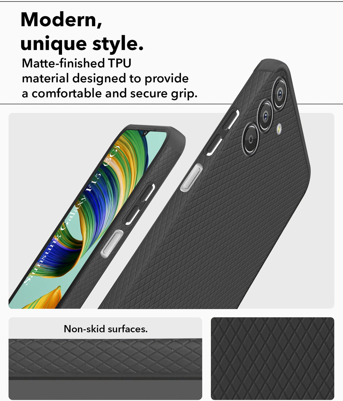 For Samsung Galaxy F15 5G Back Cover Case (Liquid Silicone | Side Grip | Camera Protection)