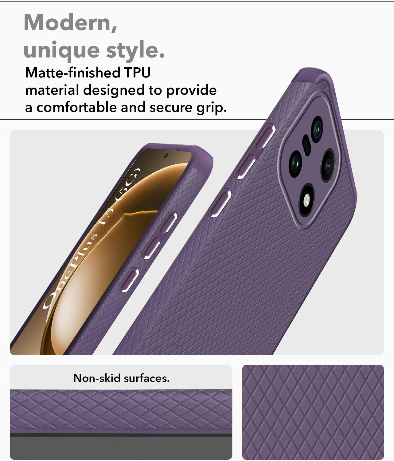 For OnePlus 15 5G Liquid Silicone Back Cover Case (Camera Protection | Side Grip Texture | Soft and Flexible)