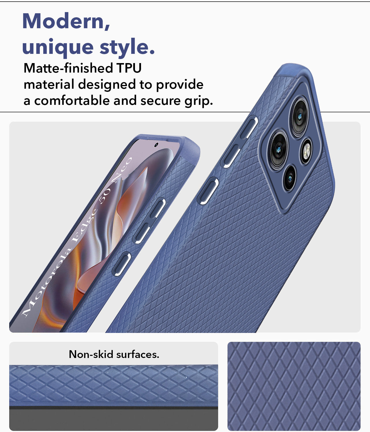 For Motorola Moto Edge 50 Neo Back Cover Case (Liquid Silicone | Side Grip | Camera Protection)