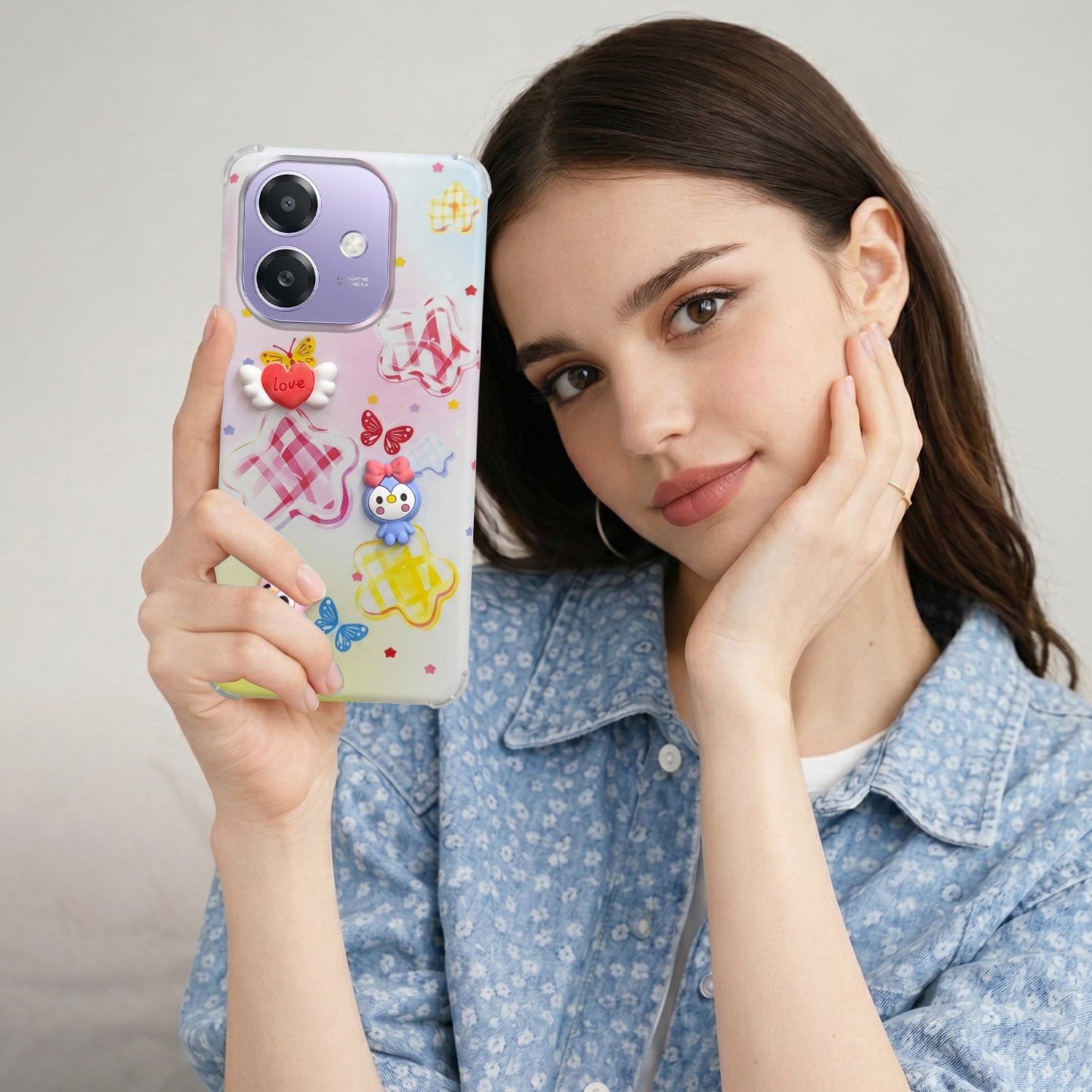For Oppo A3X (4G/5G) | Oppo A3 5G Back Cover Case (3D Cute Cartoons | Hard Back Side Soft | Matte Premium Finish | HD Printing)