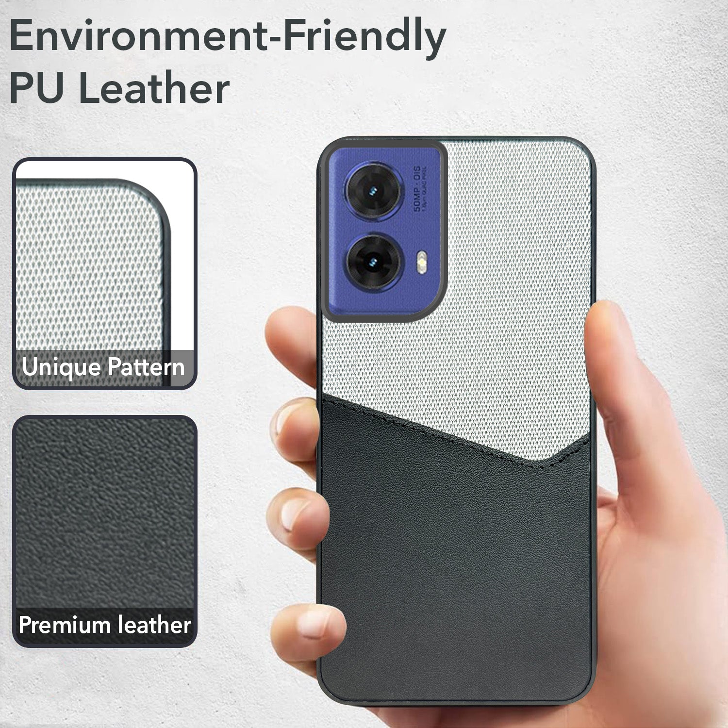 For Motorola Moto G85 Back Cover Case (Dual PU Leather Stitch | Professional Minimalist | Soft and Flexible)