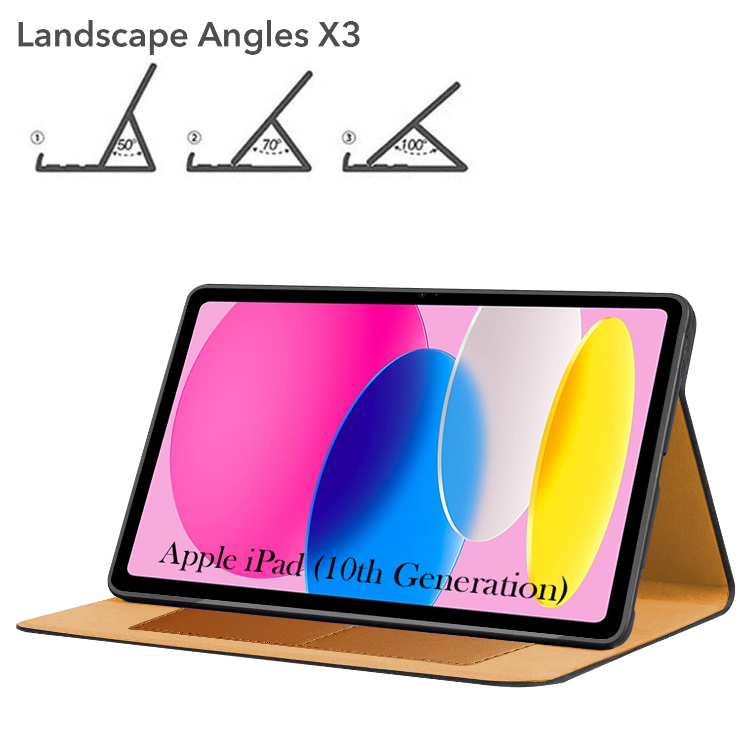 For Apple iPad  Flip Cover Folio Cover (10th Generation) 10.9 Inch A3162/A2757/A2777/A2696/iPad13/18/iPad13/19 (PU Leather | Multi-Angle Smart Stand | Card Storage Slots | Silicone Back Pouch)
