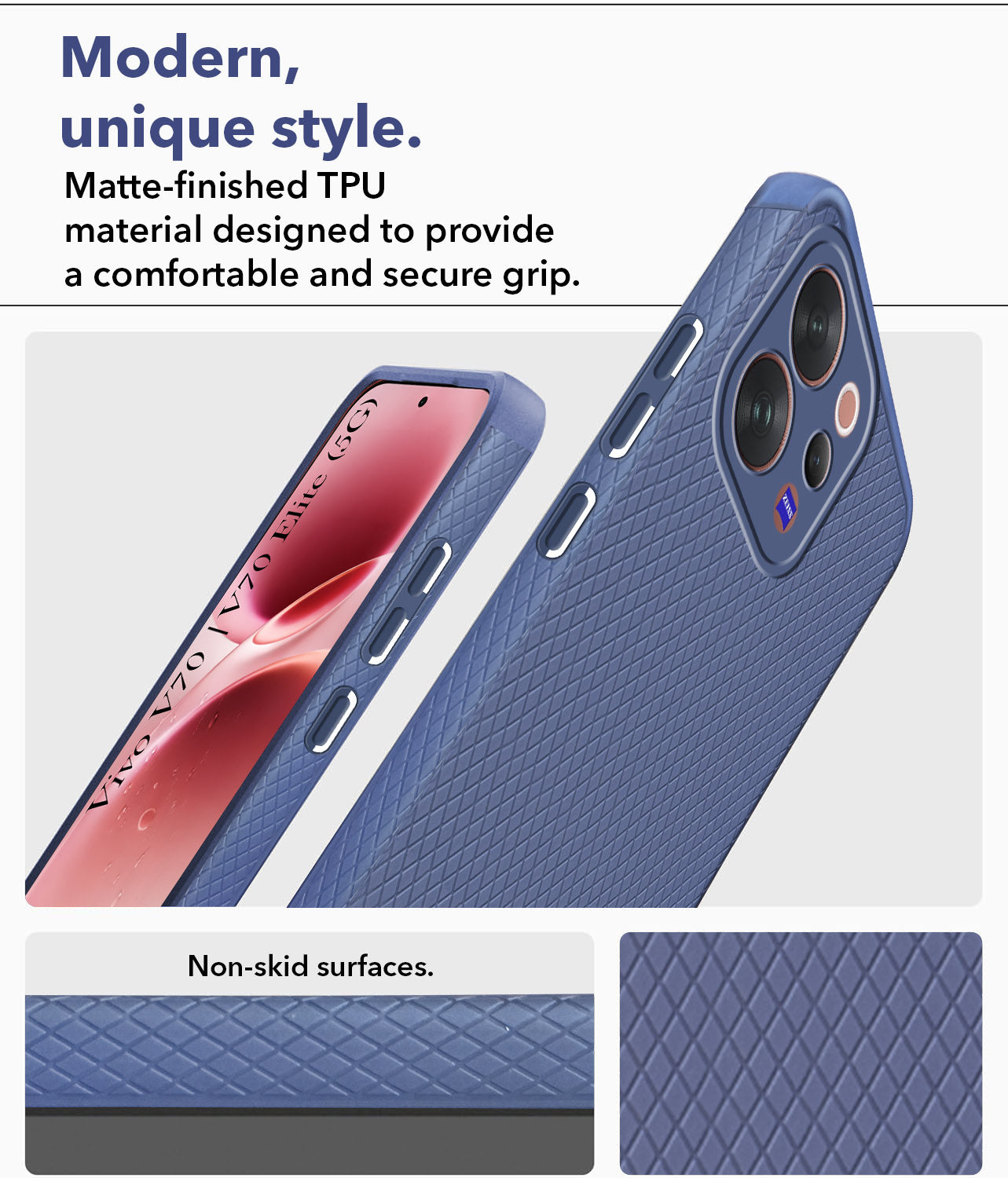 For Vivo V70 | Vivo V70 Elite 5G Back Cover Case Liquid Silicone (Camera Protection | Side Grip Texture | Soft and Flexible)