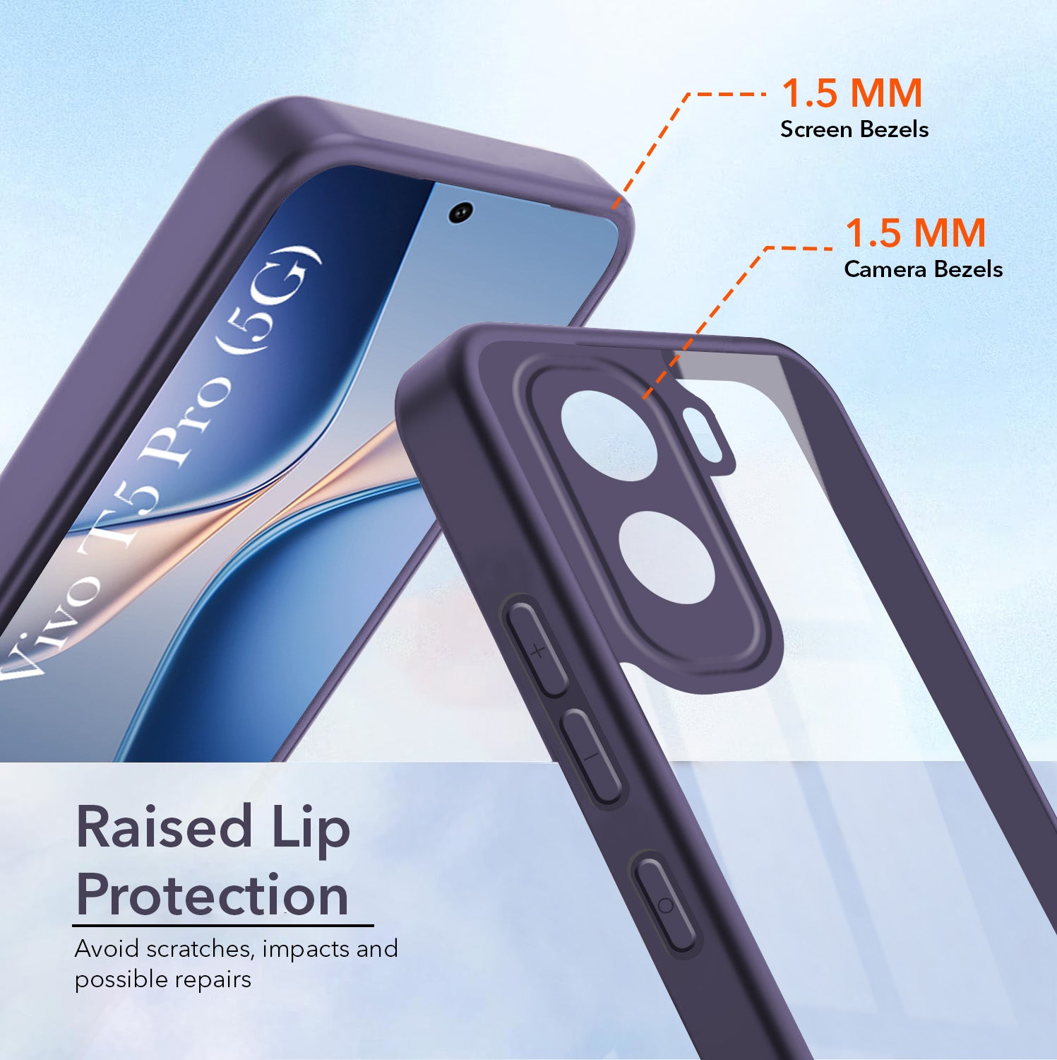 For Vivo T5 Pro 5G Back Cover Case Ultra-Hybrid (Lifetime Anti Yellow | Anti Scratch | Crystal Clear Shockproof)
