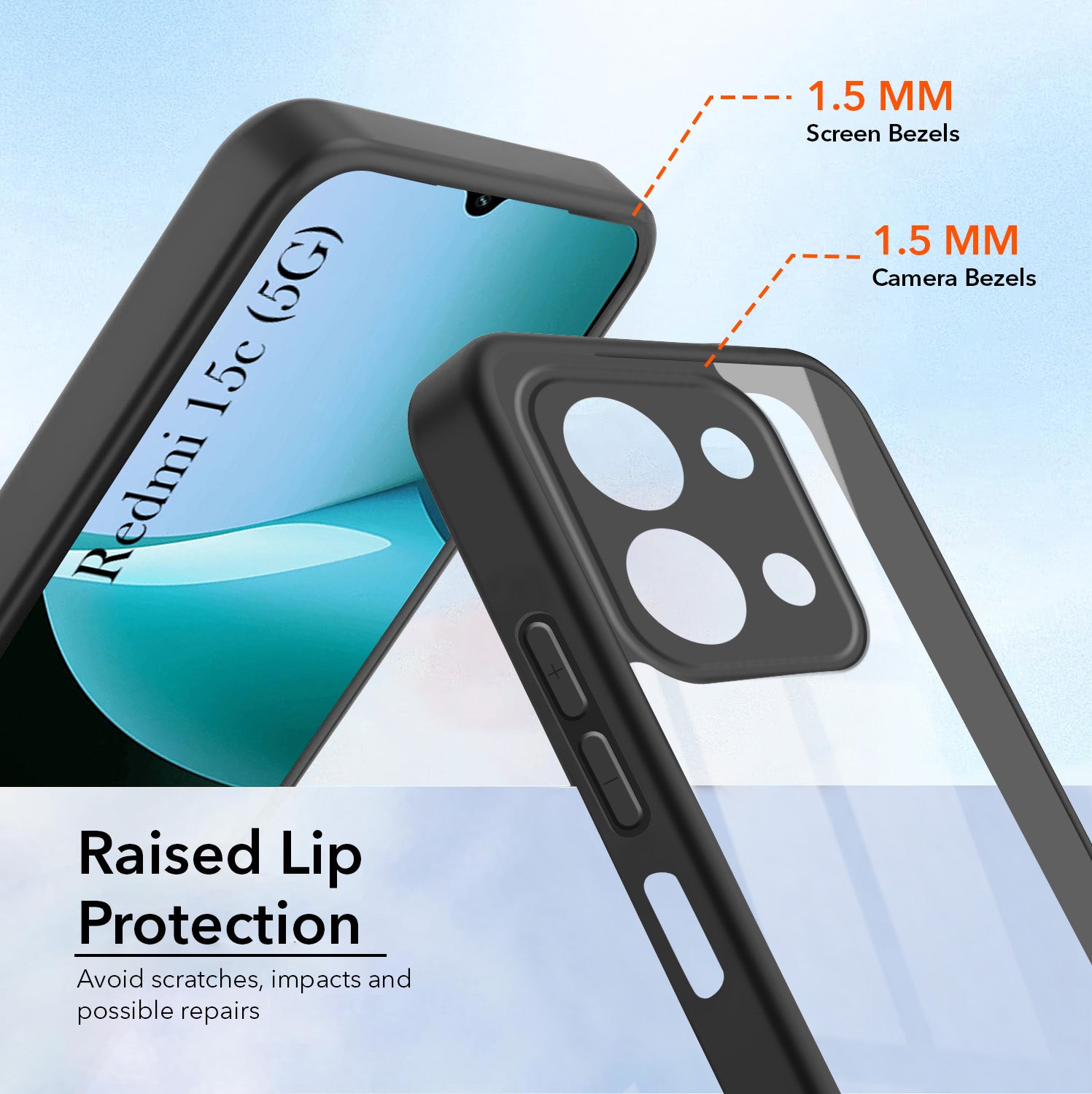 For Redmi 15C Back Cover Case Ultra-Hybrid (Lifetime Anti Yellow | Anti Scratch | Crystal Clear Shockproof)