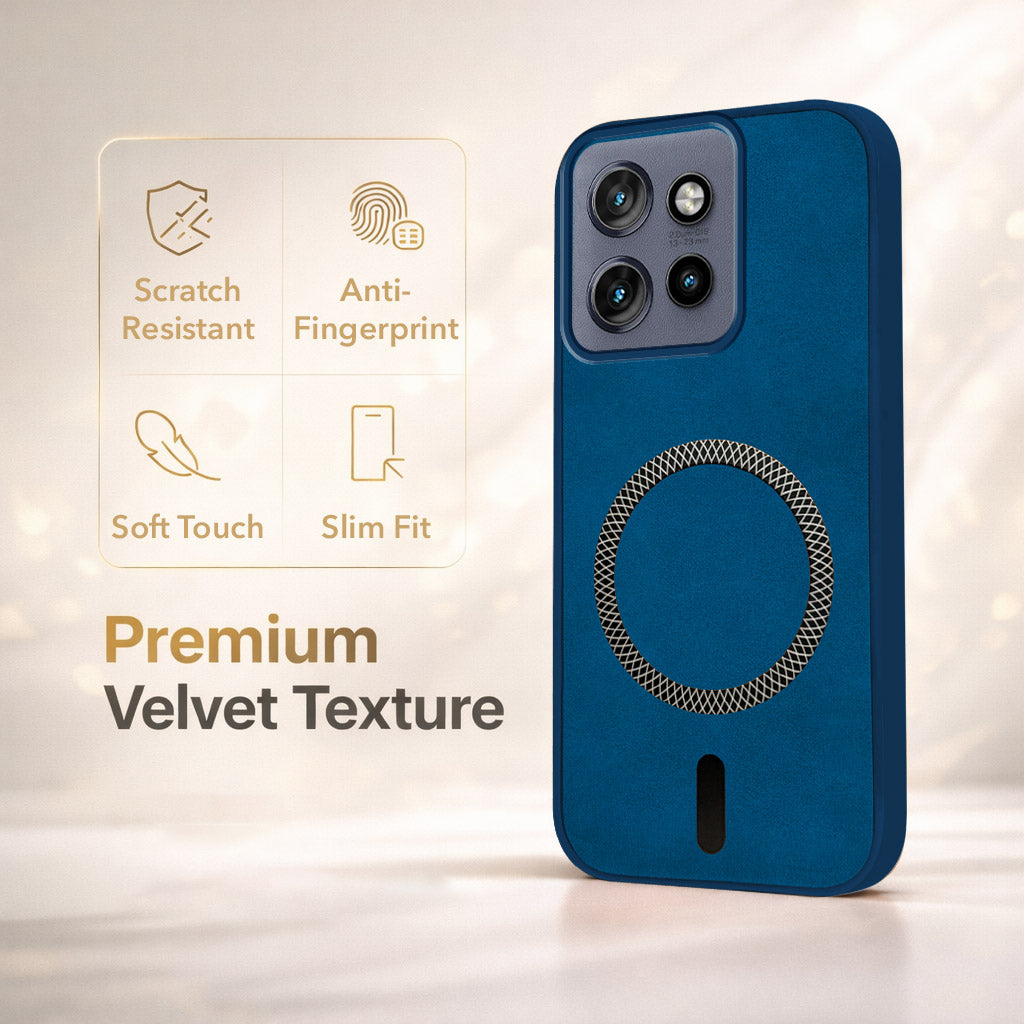 For Motorola Moto Edge 50 Neo Back Cover Case Leather Finish(MagSafe Compatible Wireless Charging | Soft Touch | Camera Bump Protection)