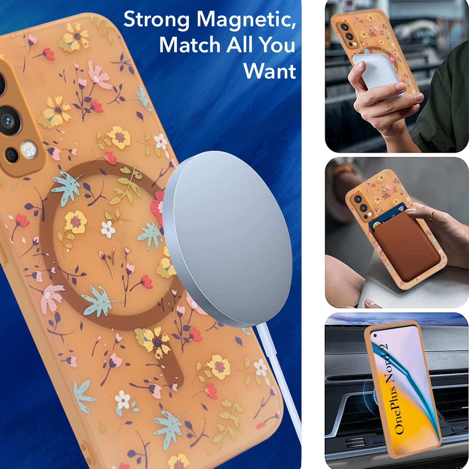 For OnePlus Nord 2 Back Cover Case (Cute Floral Design | Flower Print for Girls | MagSafe Compatible Wireless Charging)