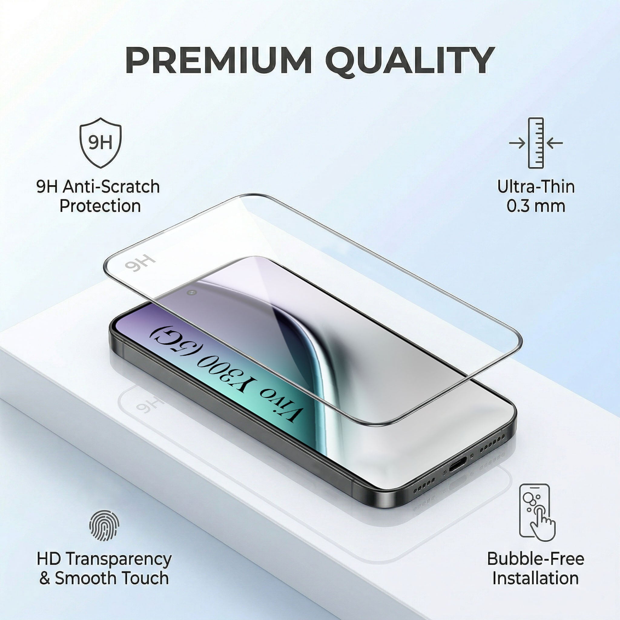 For Vivo Y300 Combo (Textured Grip Design | Micro-Fiber Cloth Inside | Oleophobic Coating Screen Glass)