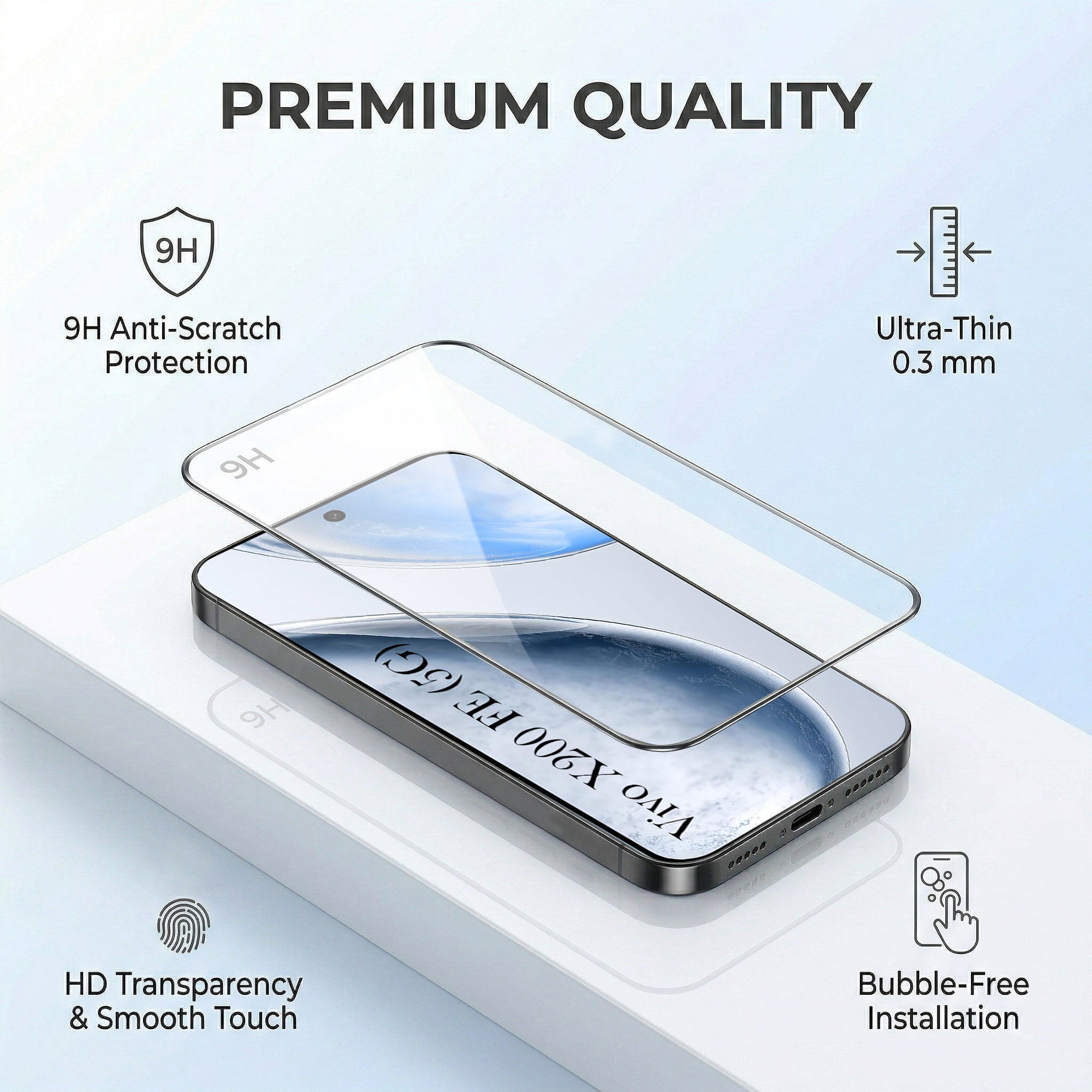 For Vivo X200 FE Combo with Back Cover and 9H Tempered Glass (Liquid Silicone | Camera Protection | Oleophobic Coating Screen Glass)
