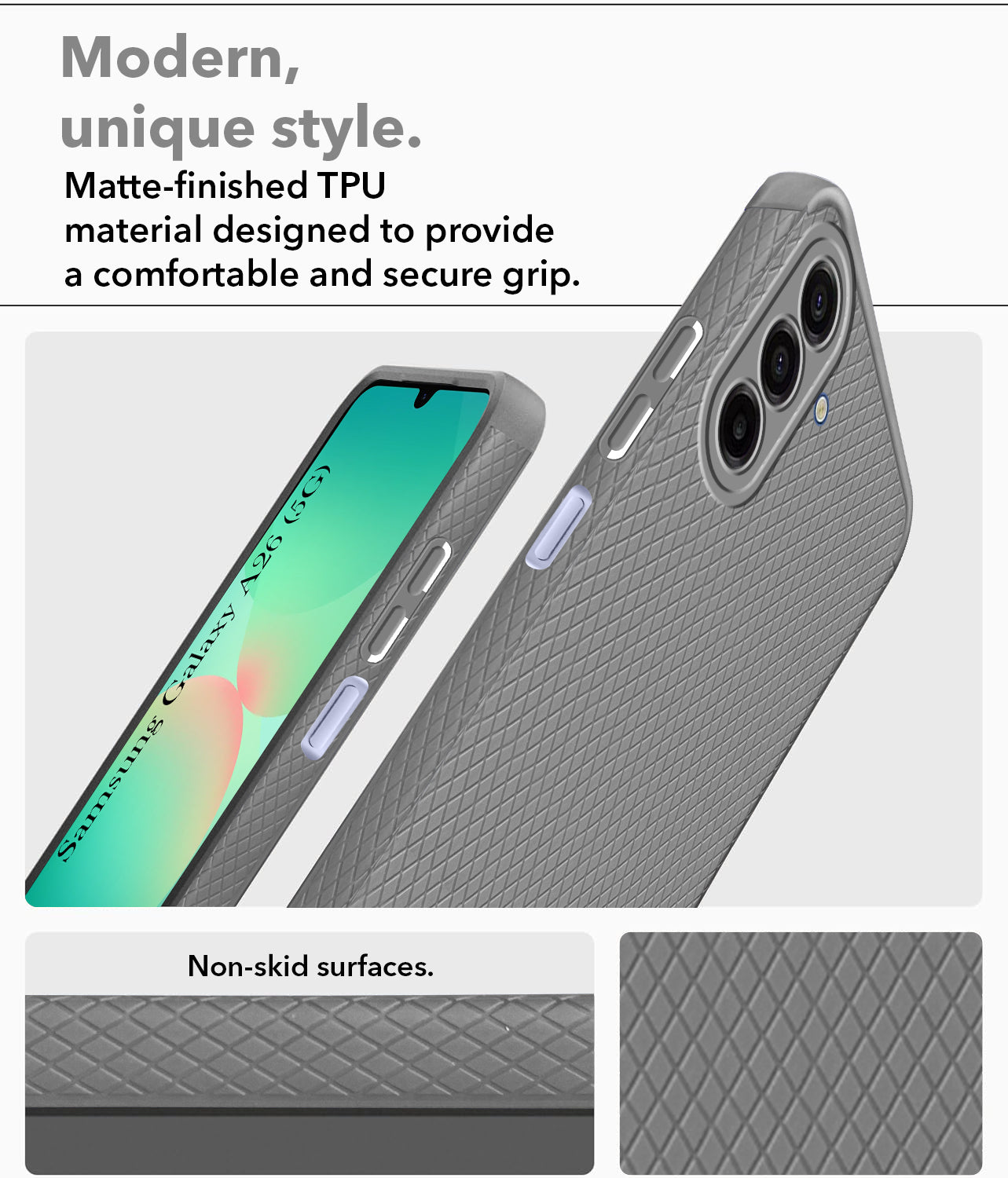 For Samsung Galaxy A26 5G Back Cover Case (Liquid Silicone | Side Grip | Camera Protection)