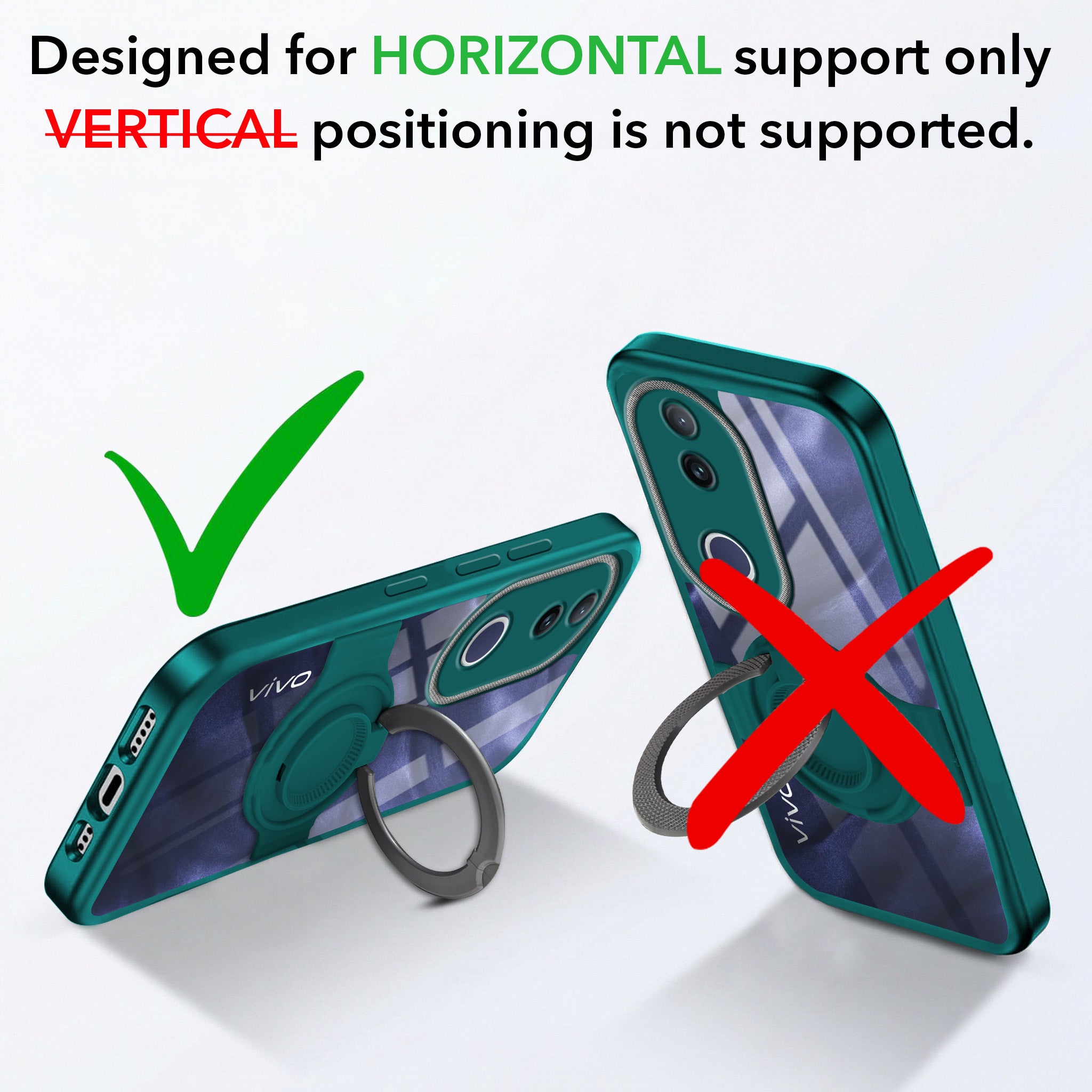 For Vivo T4R Back Cover Case with stand (Built-in Ring Holder Kickstand | Lifetime Anti Yellow | Camera Protection)
