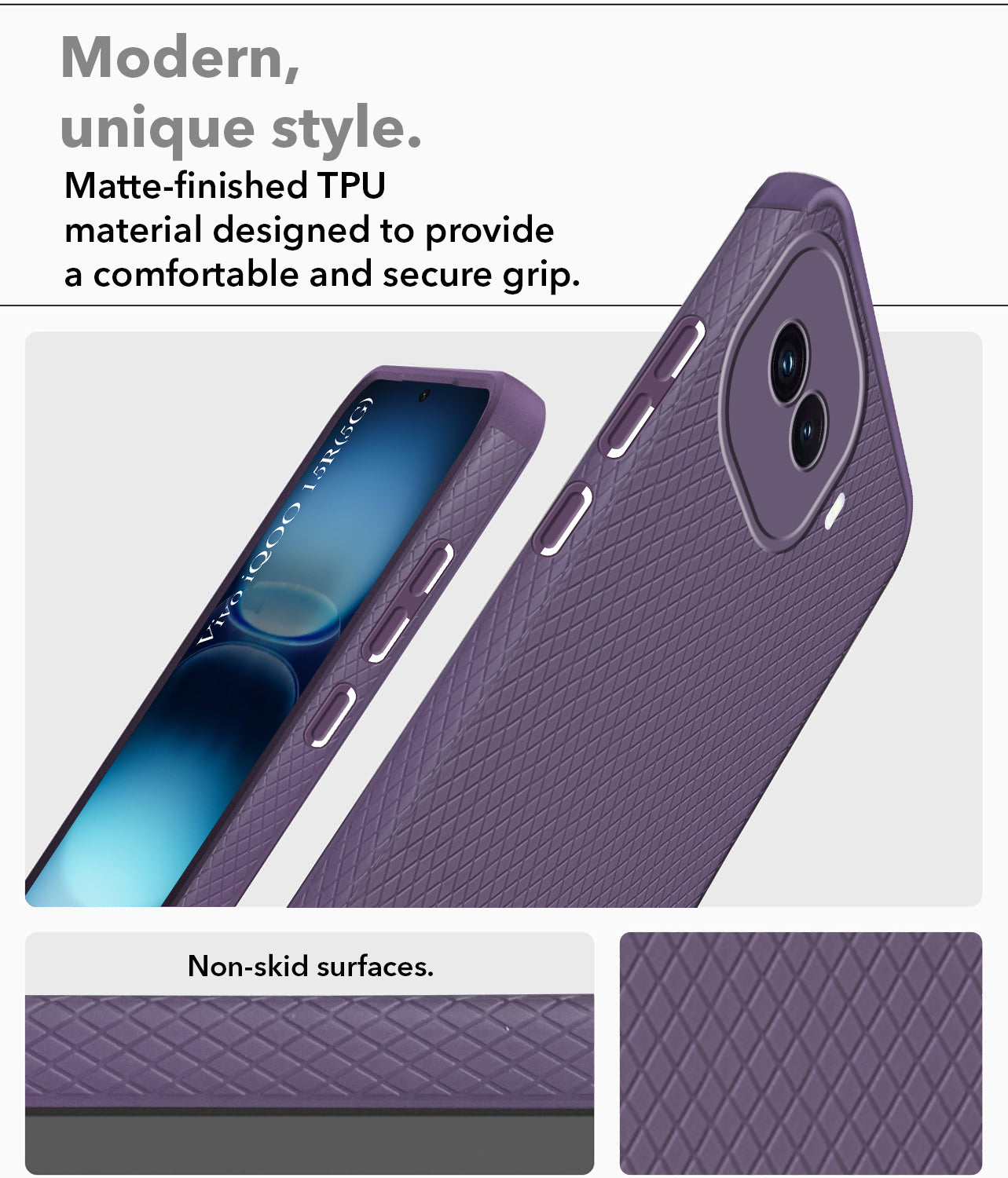 For Vivo iQOO 15R 5G Back Cover Case Liquid Silicone (Camera Protection | Side Grip Texture | Soft and Flexible)