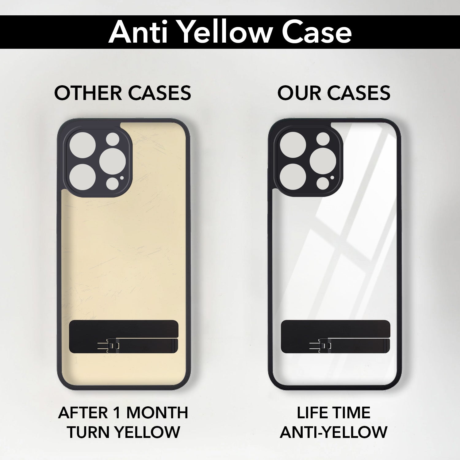 For Apple iPhone 15 Pro Max Back Cover Case (Built-in Stand | Lifetime Anti Yellow | Kickstand Shockproof | Camera Protection | MagSafe Compatible)